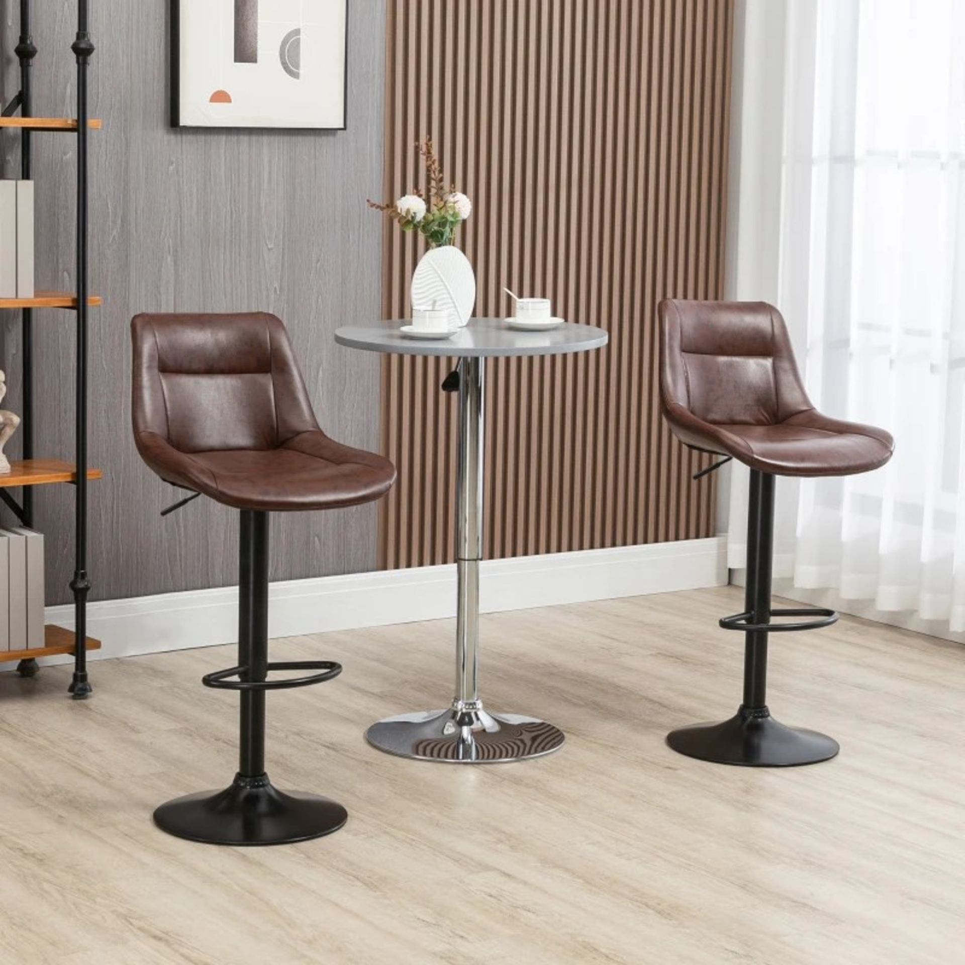 RRP £159.99 - Adjustable Bar Stools Set of 2, Modern Kitchen Stools, 360 Degree Swivel Bar Height