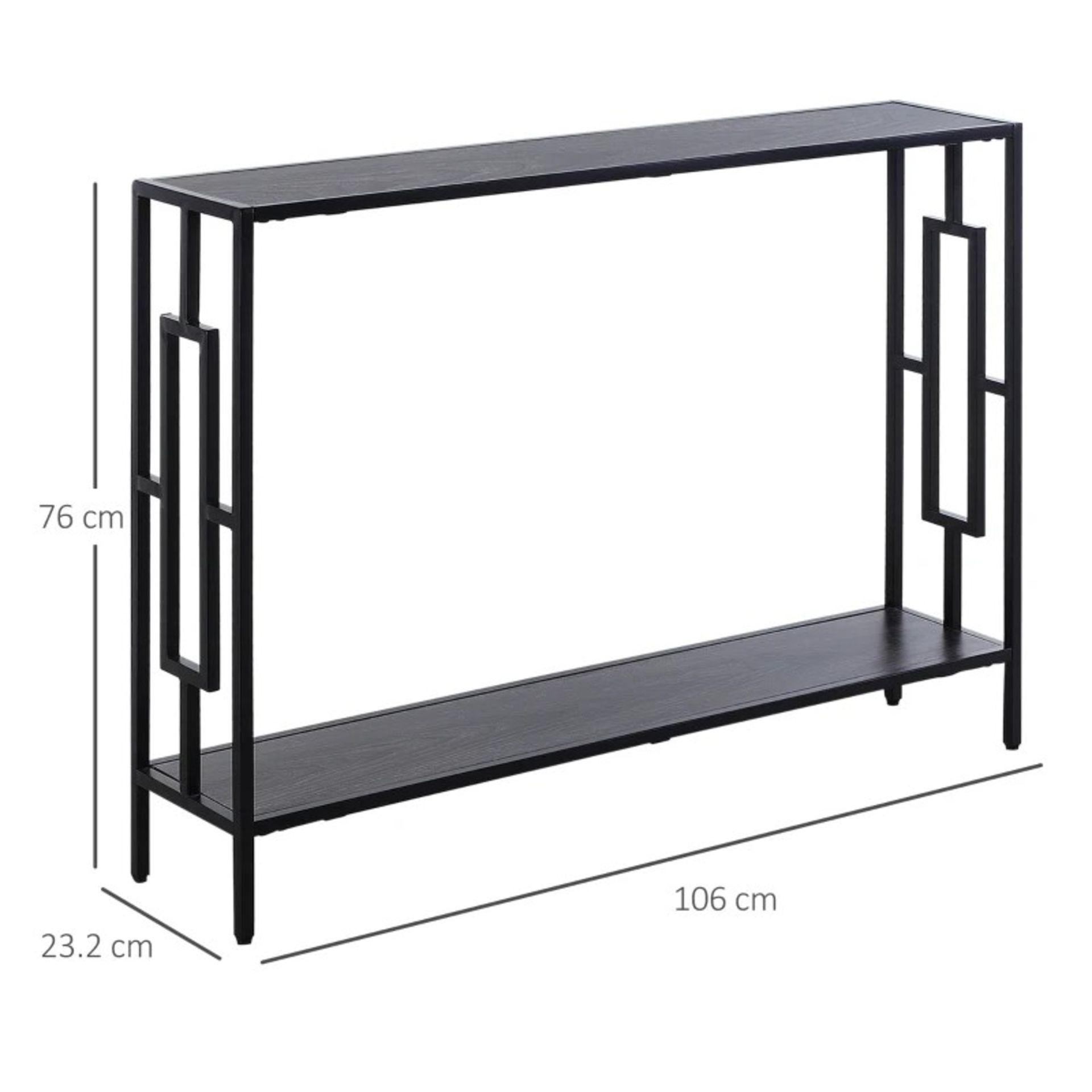 RRP £75.99 - Art Deco Frame Console Table - Black - DIMENSIONS: 76H x 106L x 23.2Wcm. Shelf: 102L - Image 2 of 4