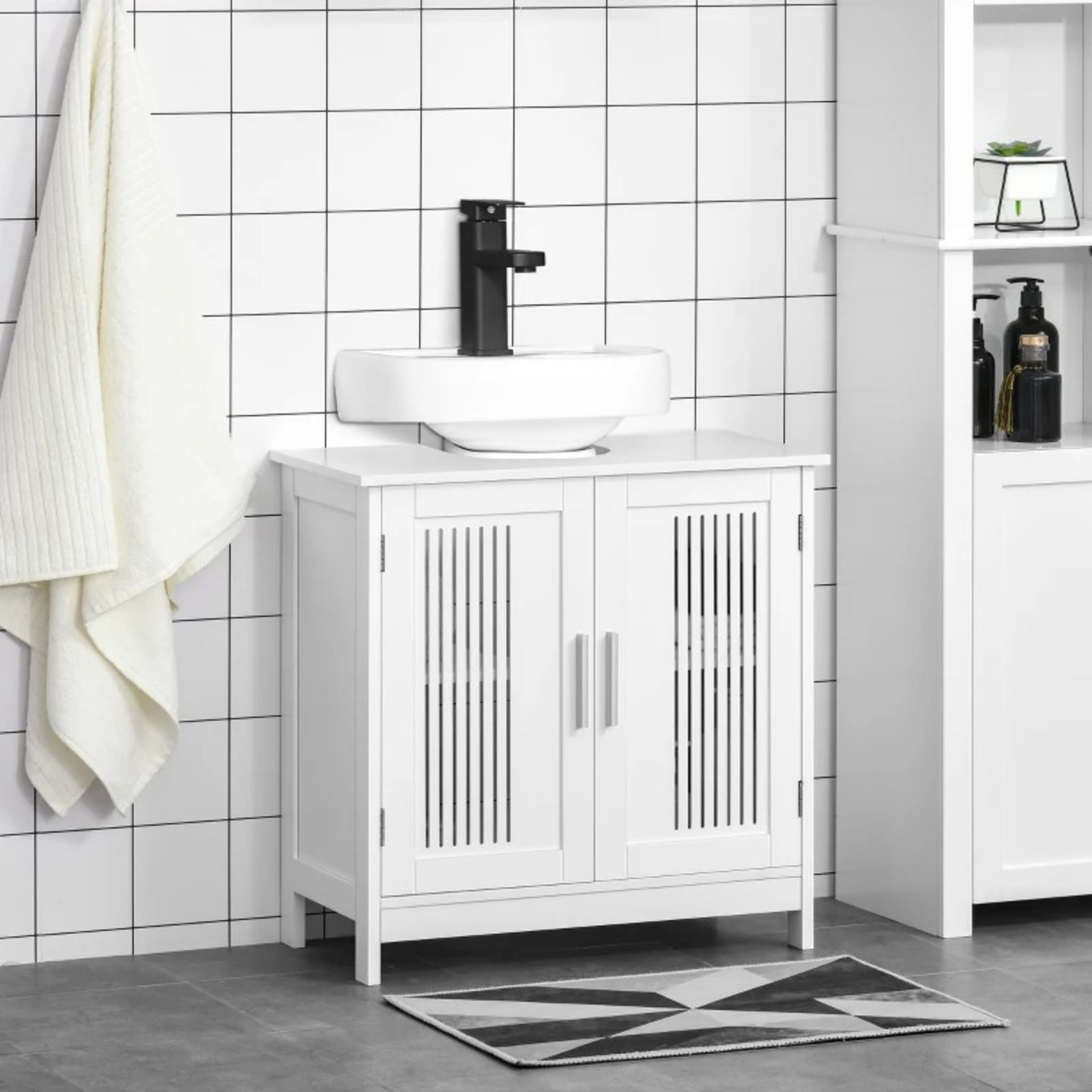 RRP £63.99 - Modern Under Sink Cabinet with 2 Doors, Bathroom Vanity Unit, Pedestal Under Sink