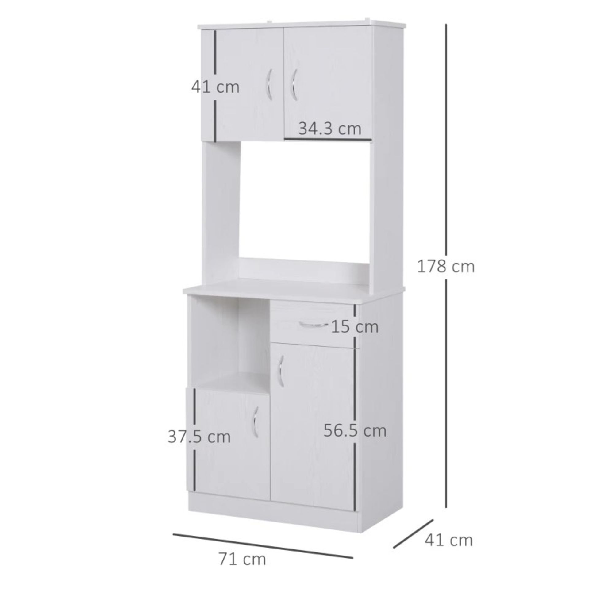RRP £129.99 - Kitchen Cupboard with Doors Cabinet Shelves Drawer Open Countertop Storage Cabinet for - Image 3 of 5