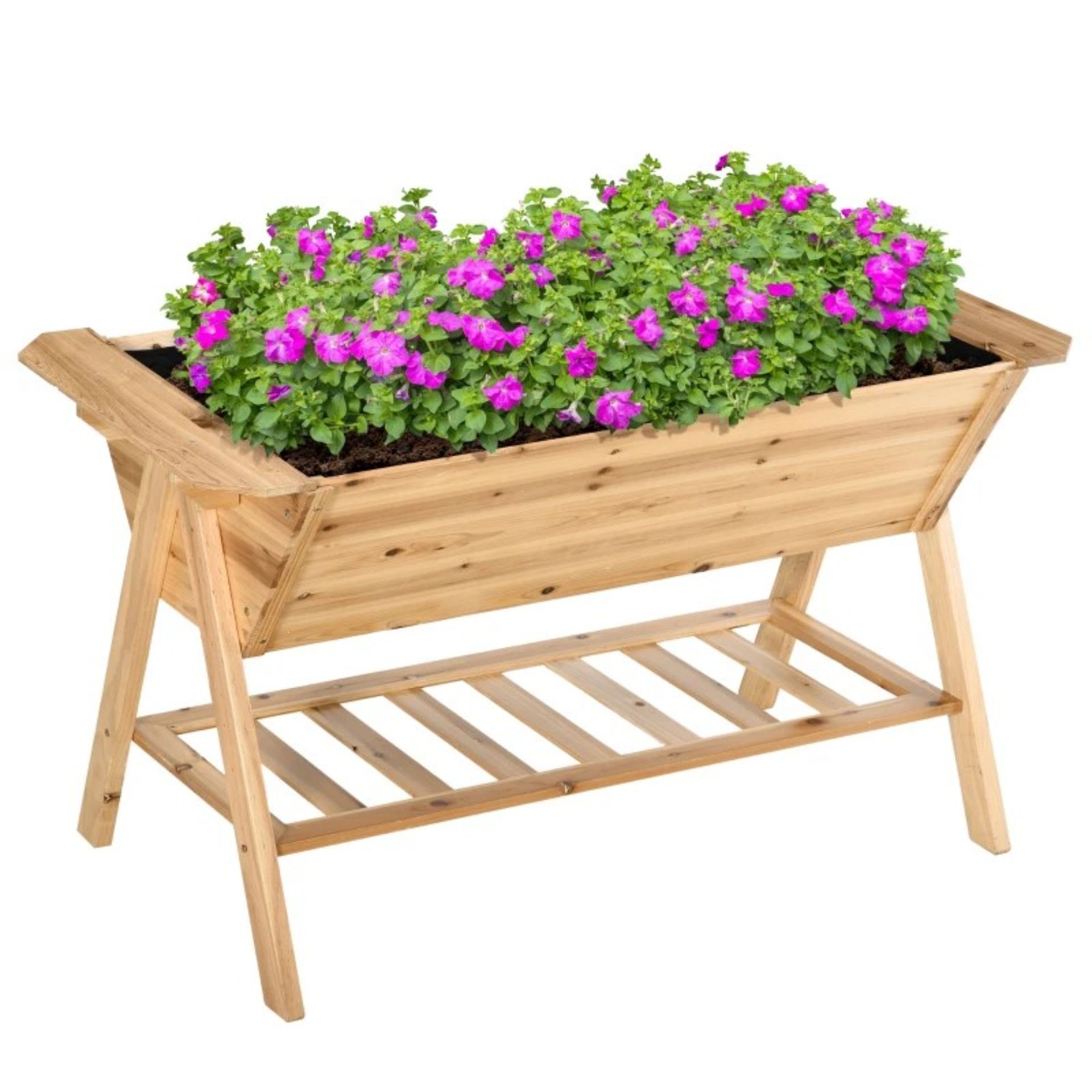 RRP £129.99 - Wooden Planter Garden Raised Bed Free Standing with Storage Shelf Plates - - Image 2 of 4