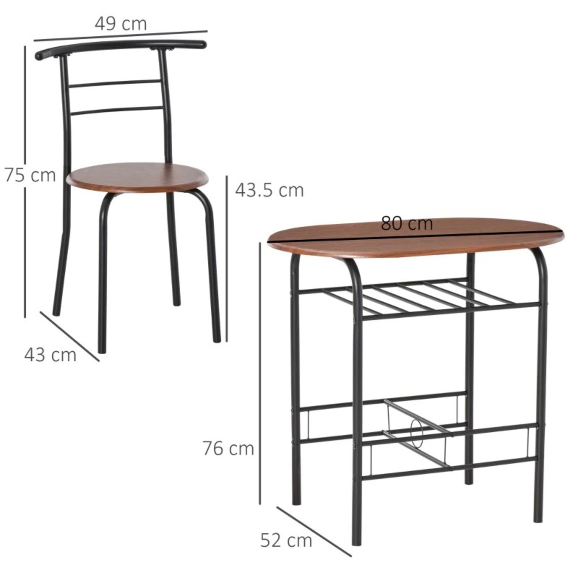 RRP £86.99 - 2-Seater Bar Stool and Table Set w/ Bottle Storage Shelf Wood Tone - DIMENSIONS: Table: - Image 3 of 4