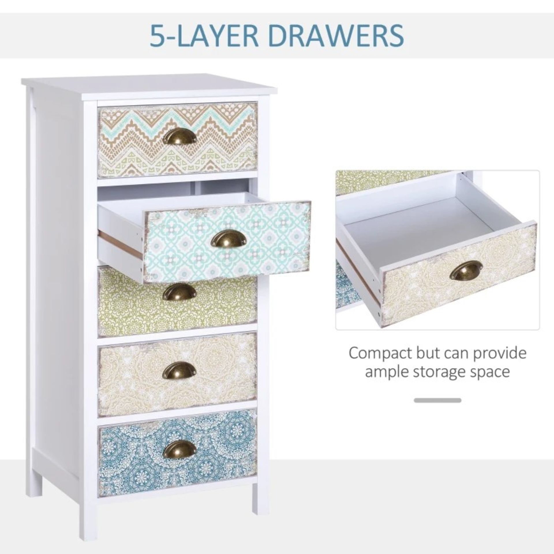 RRP £123.99 - Storage Chest Unit, 46Wx34Dx94H cm-White - DIMENSIONS: Overall Size: 46W x 34D x 97.5H - Image 2 of 4