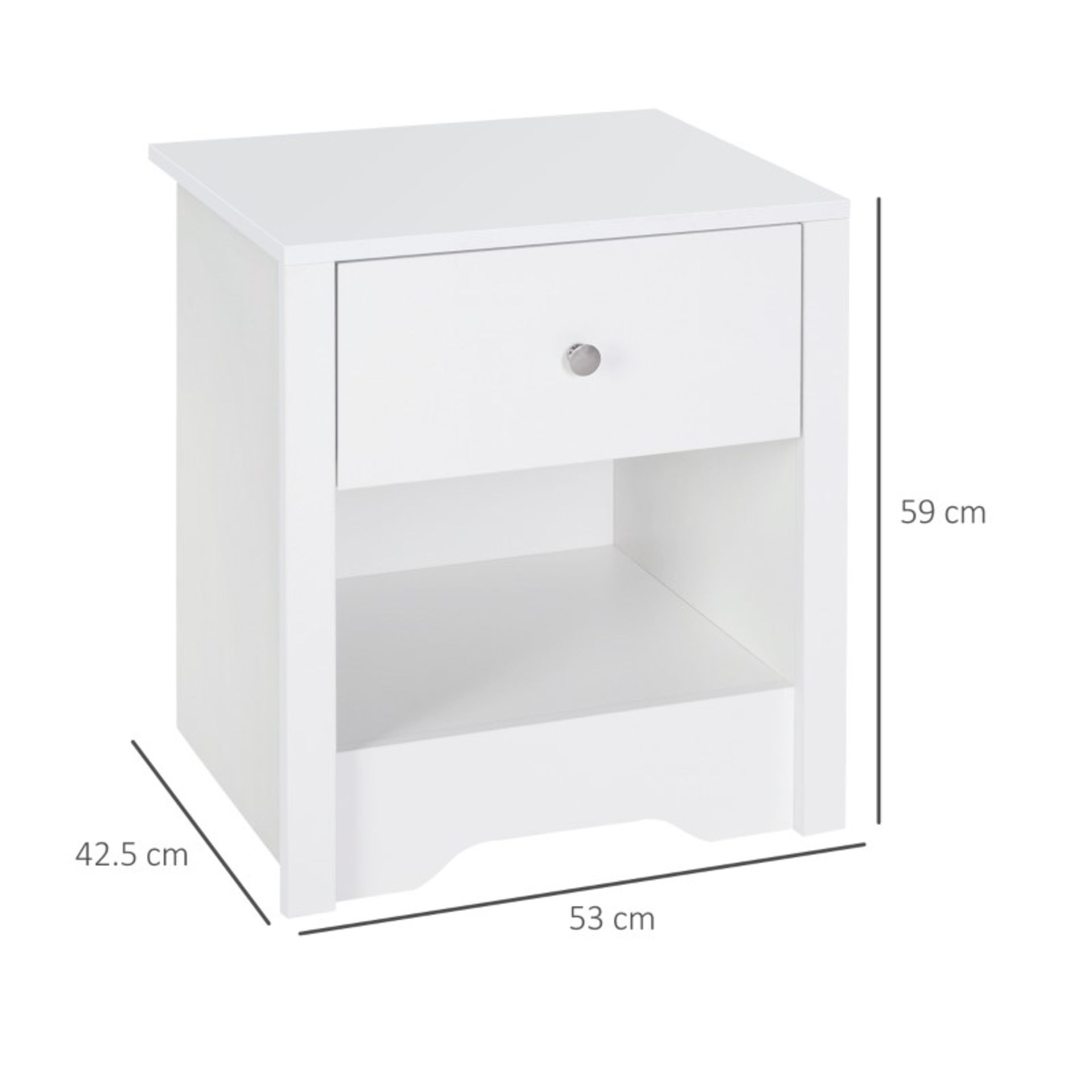 RRP £55.99 - 53Wx42.5Dx59H cm Bedside Table-White - Image 3 of 4