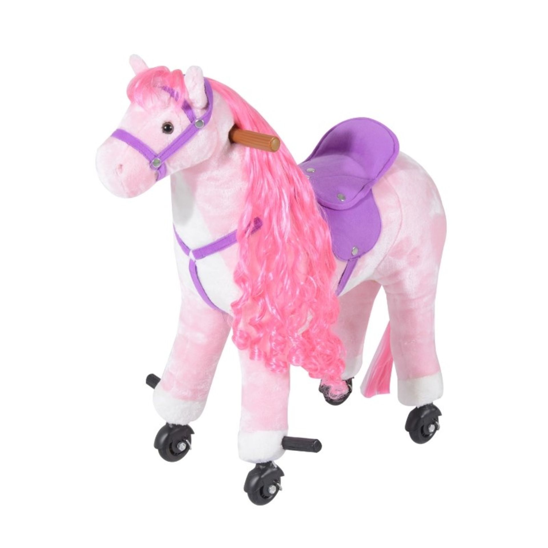 RRP £89.99 - Kids Plush Ride On Walking Horse W/Sound-Pink - This quality toy is recommended for