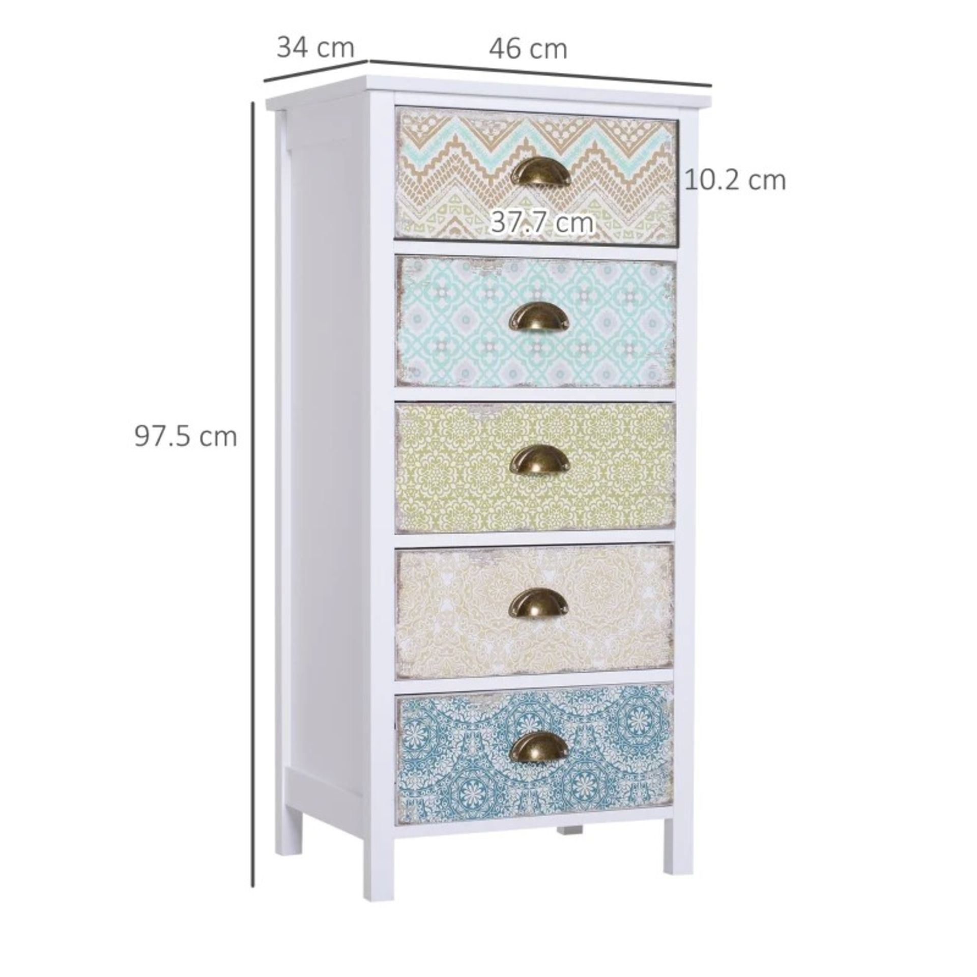 RRP £123.99 - Storage Chest Unit, 46Wx34Dx94H cm-White - DIMENSIONS: Overall Size: 46W x 34D x 97.5H - Image 3 of 4