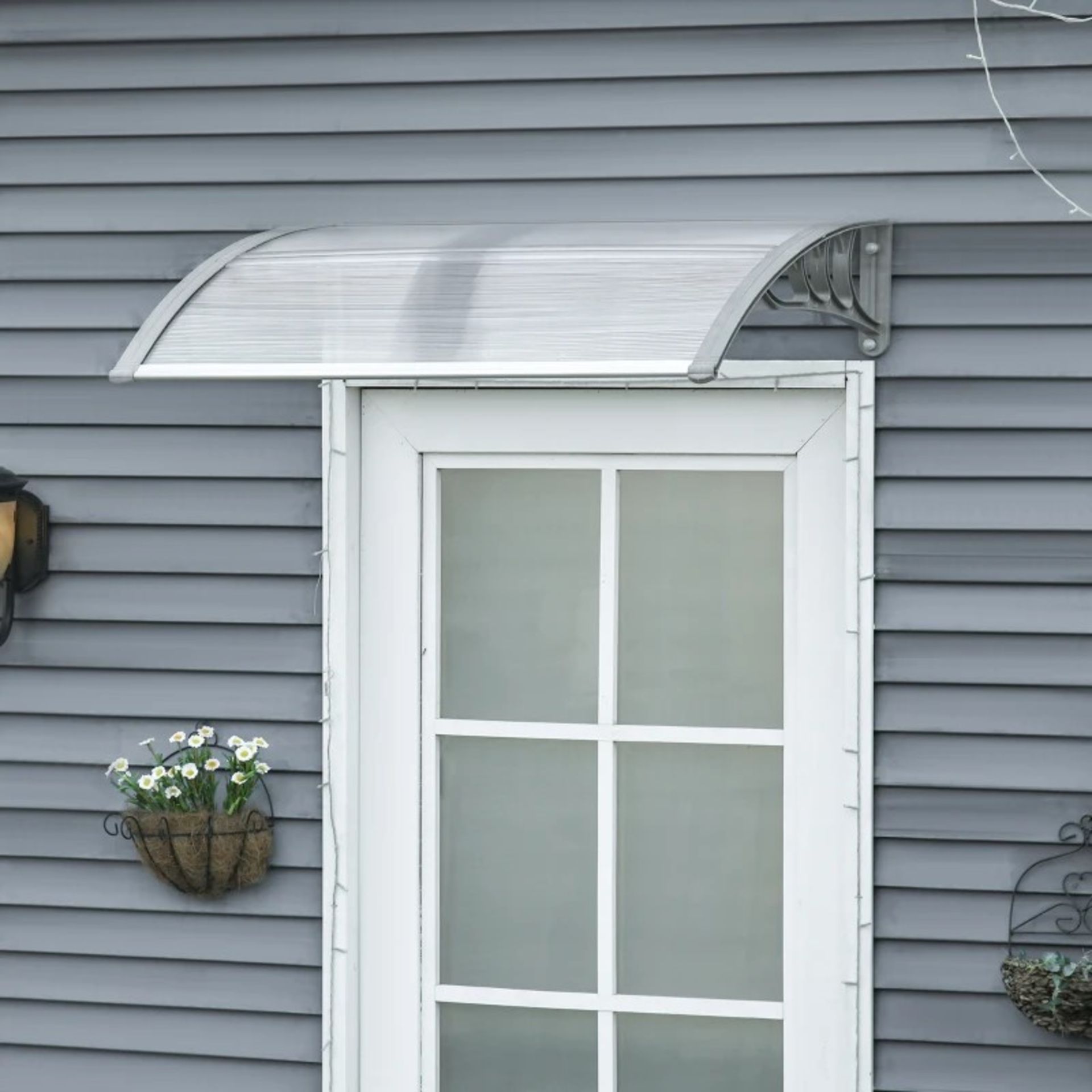 RRP £54.99 - Door Canopy Awning Outdoor Window Rain Shelter Cover for Front/Back Door Porch Clear