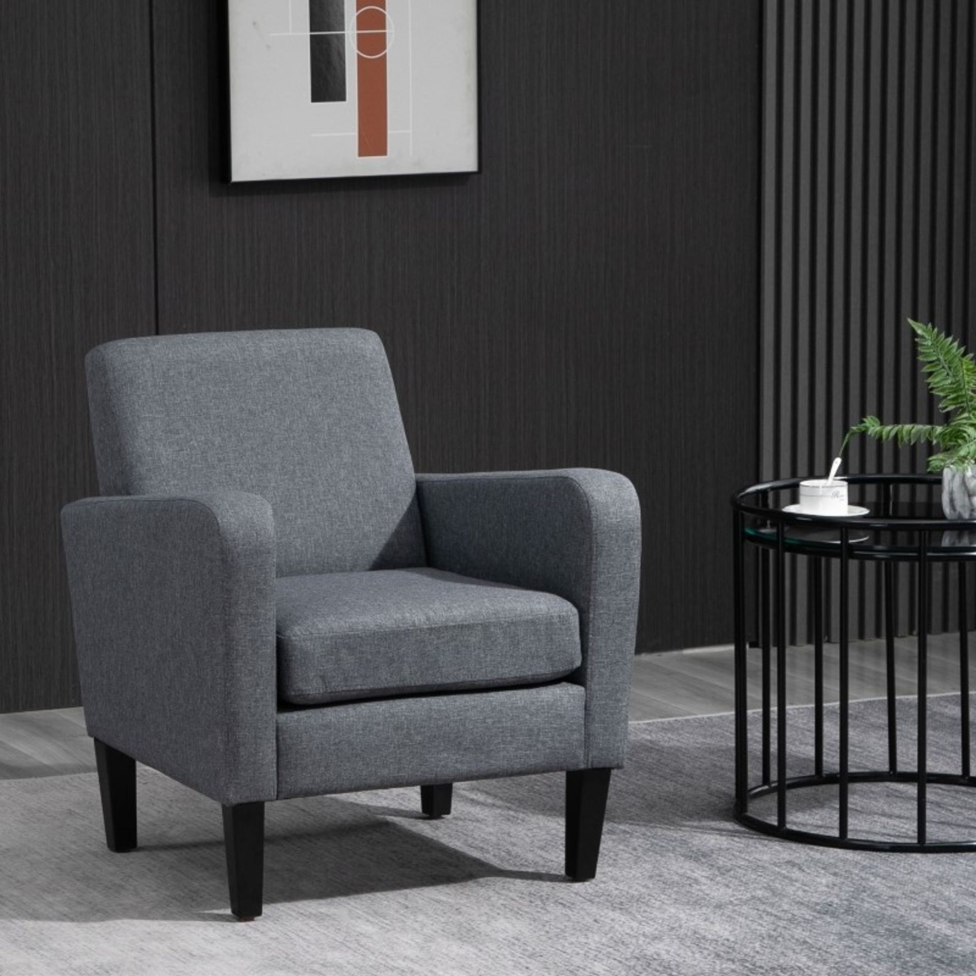 RRP £162.99 - Linen Single Armchair, with Padded Seat - Grey - DIMENSIONS: 74H x 66W x 72Dcm.