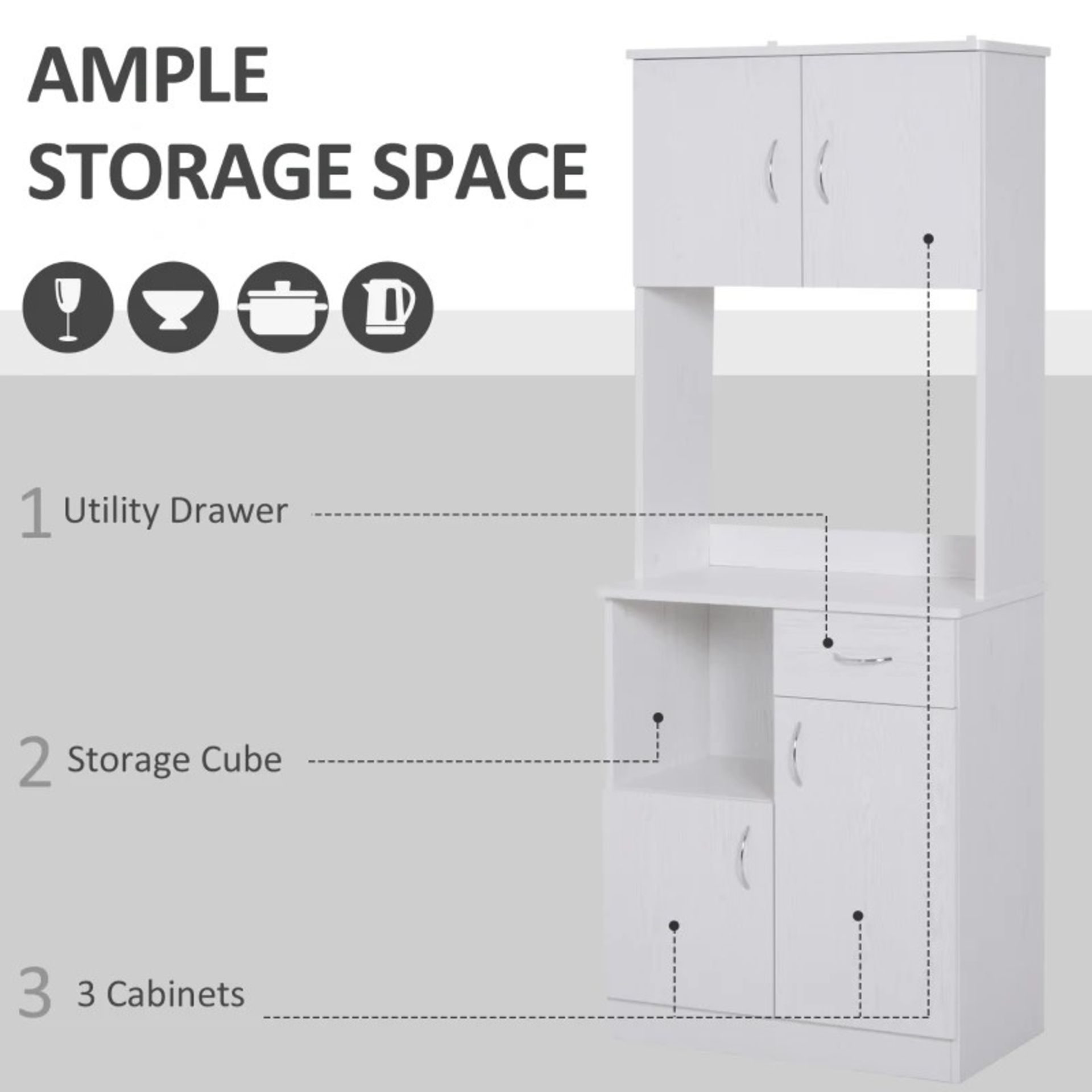RRP £129.99 - Kitchen Cupboard with Doors Cabinet Shelves Drawer Open Countertop Storage Cabinet for - Image 4 of 5