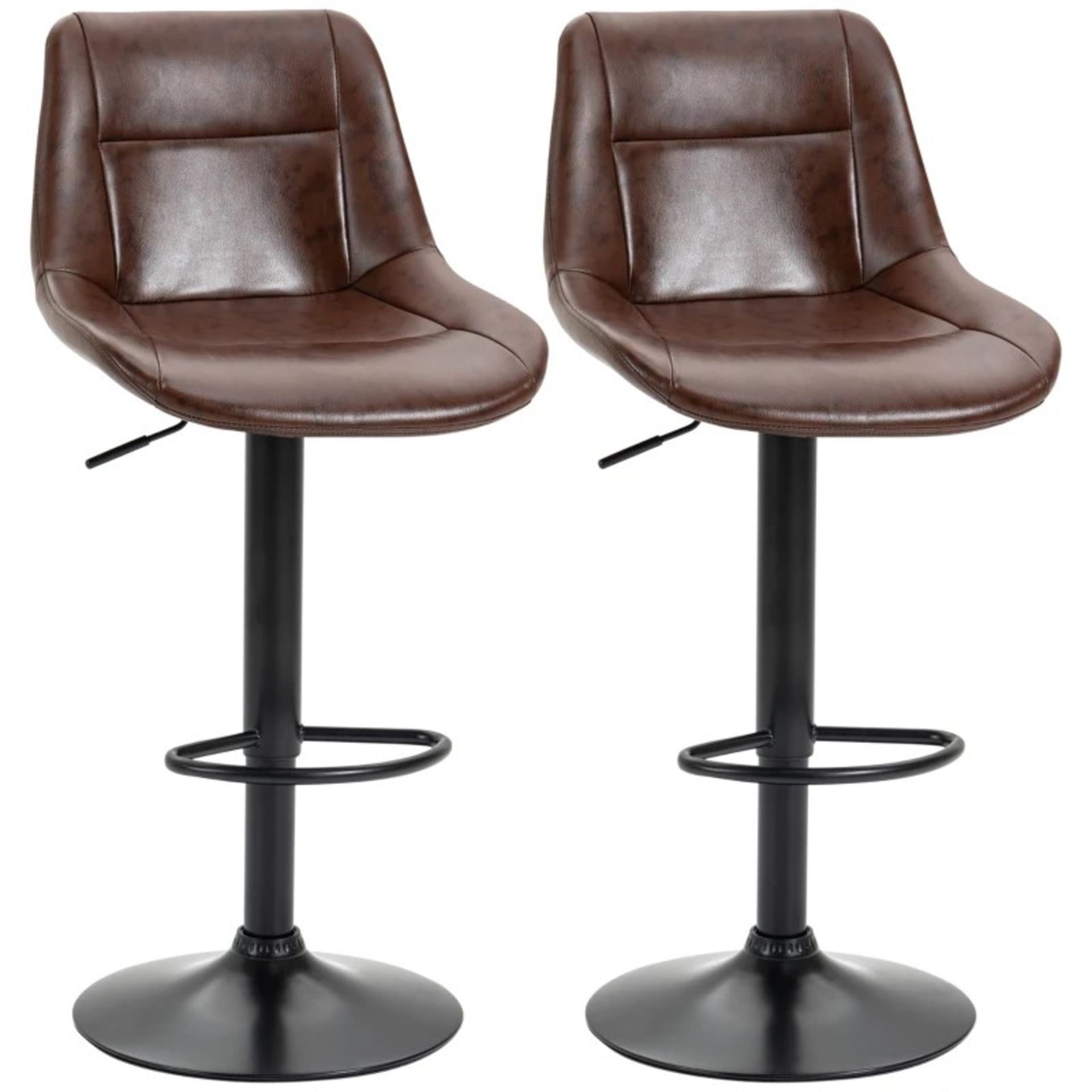 RRP £159.99 - Adjustable Bar Stools Set of 2, Modern Kitchen Stools, 360 Degree Swivel Bar Height - Image 3 of 4