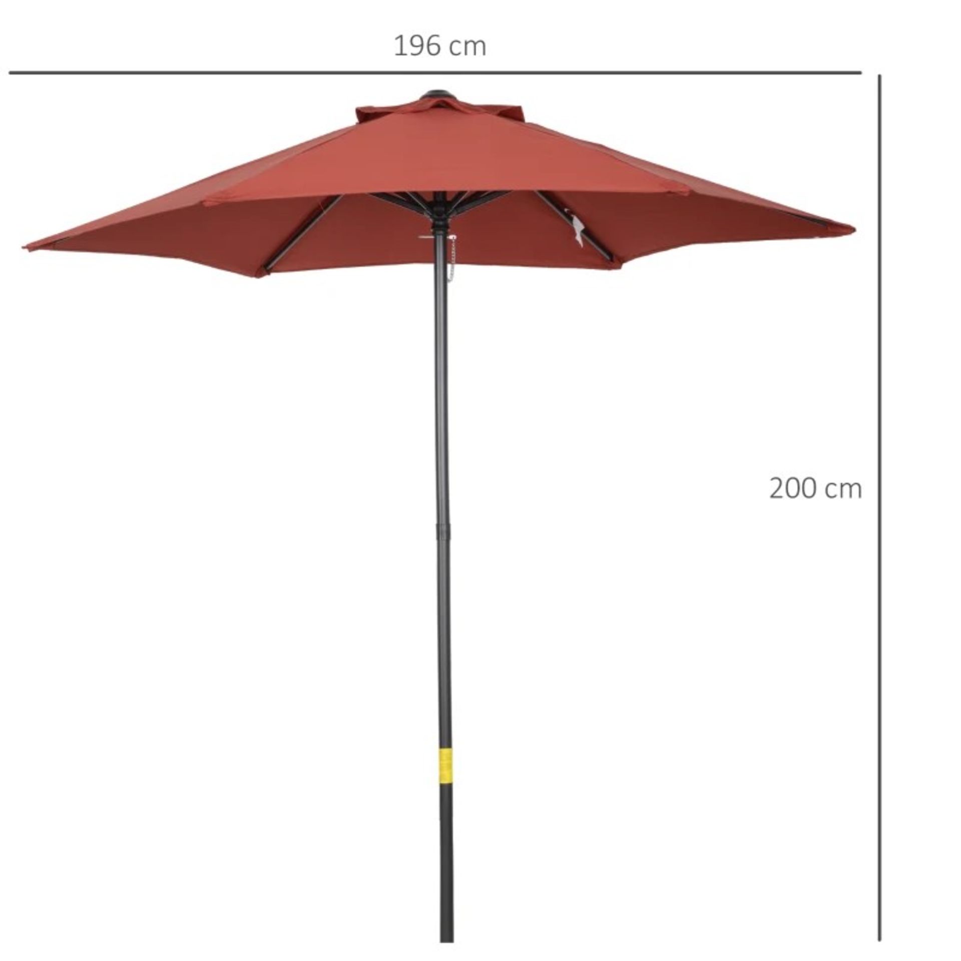 RRP £49.99 - 2m Parasol Patio Umbrella, Outdoor Sun Shade with 6 Sturdy Ribs for Balcony, Bench, - Image 3 of 3