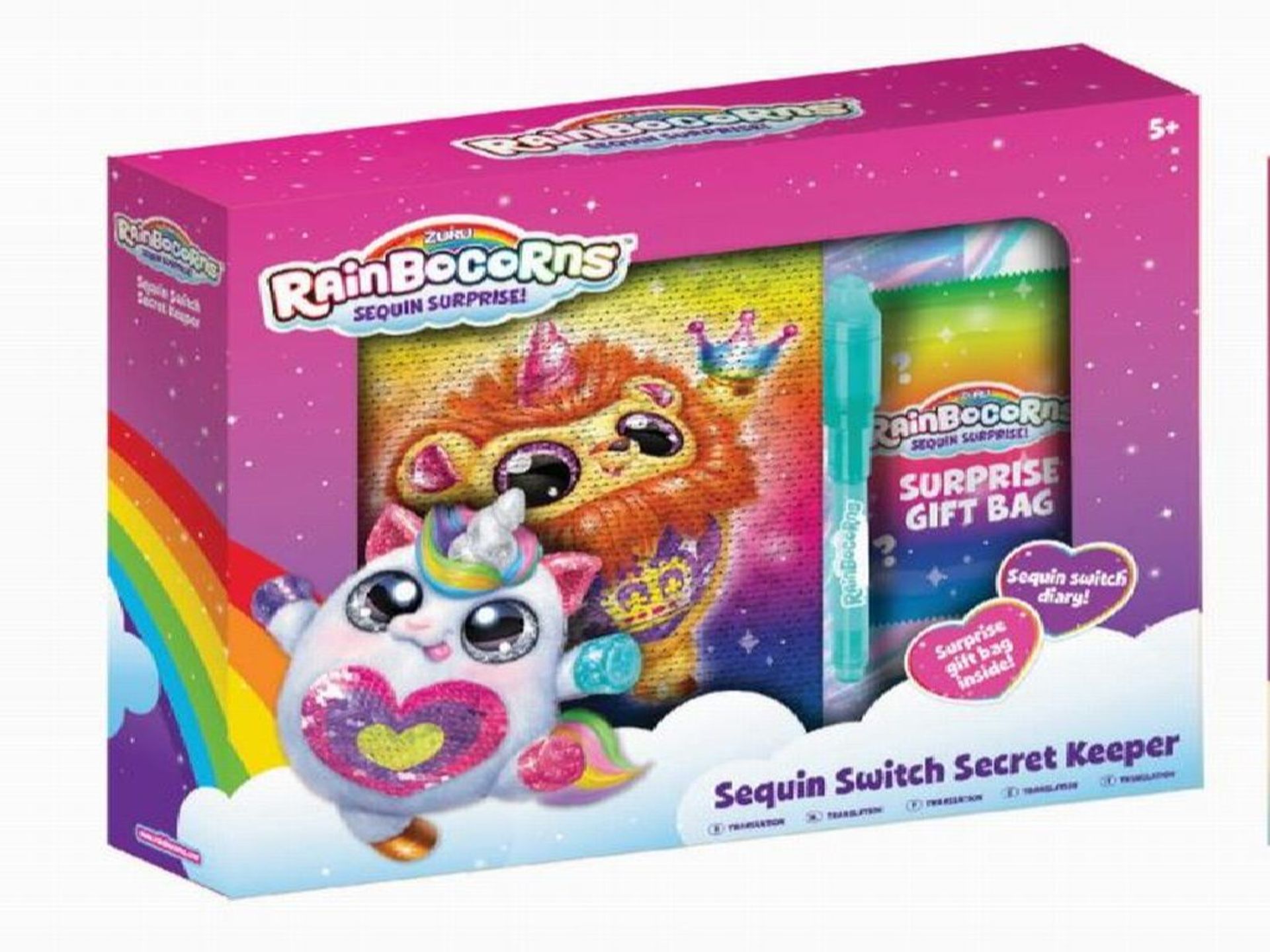 ZURU RAINBOCORNS SEQUIN SURPRISE SECRET KEEPER INCLUDES 1 UV PEN & 1 SURPRISE GIFT BAG