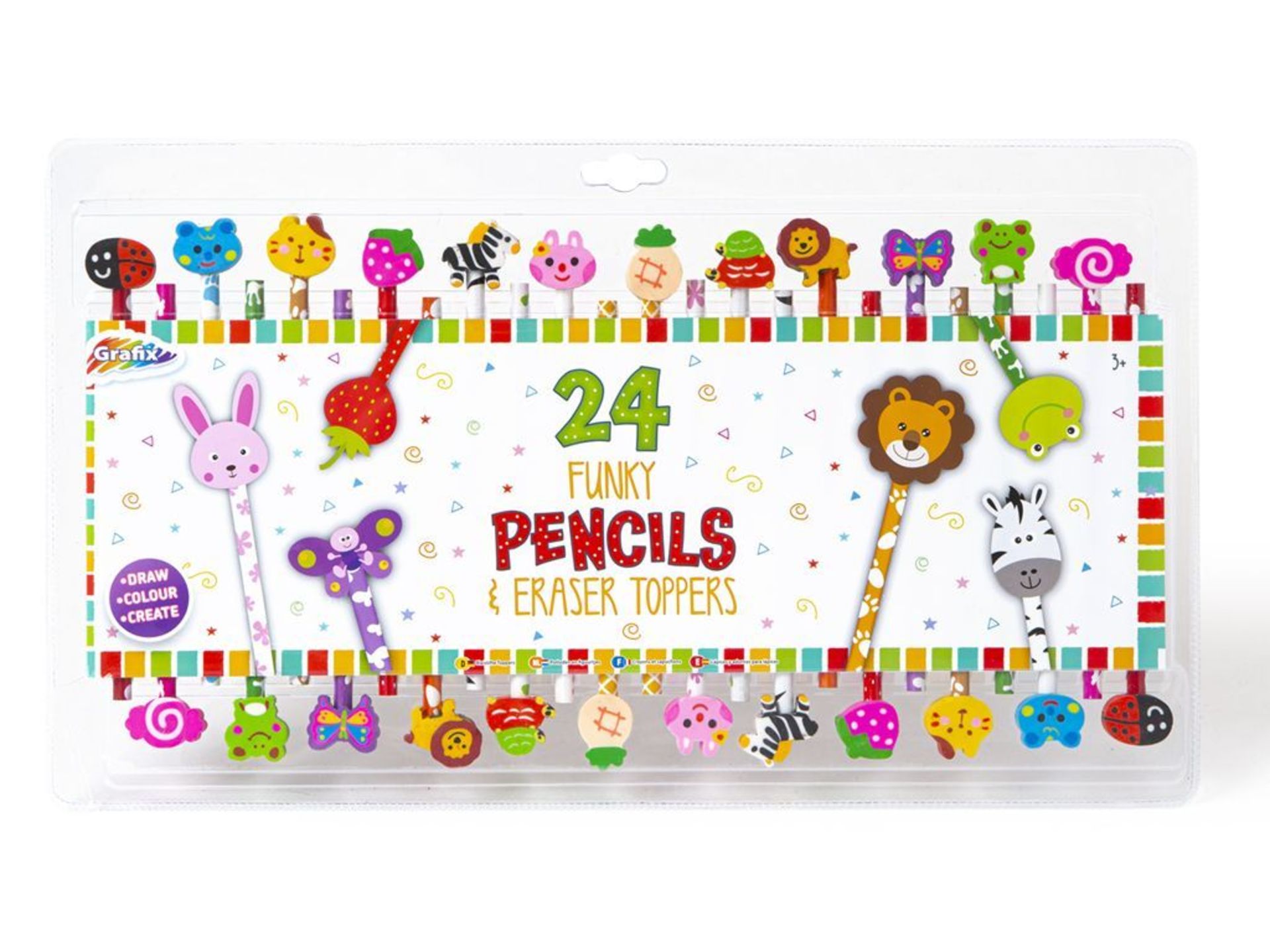 24 FUNKY PENCILS WITH ERASERS
