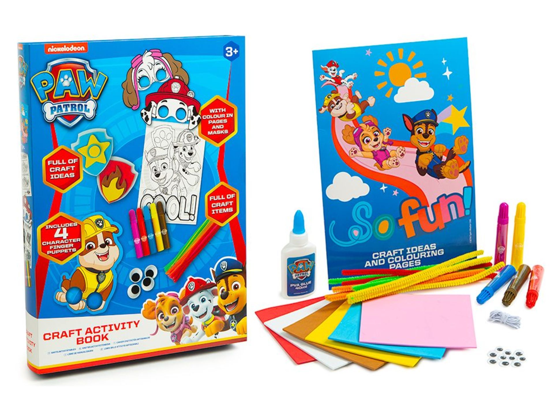 NICKELODEON PAW PATROL CRAFT ACTIVITY BOOK IN CLUDES 4 CHARACTER FINGER PUPPETS, COLOURING PAGES &
