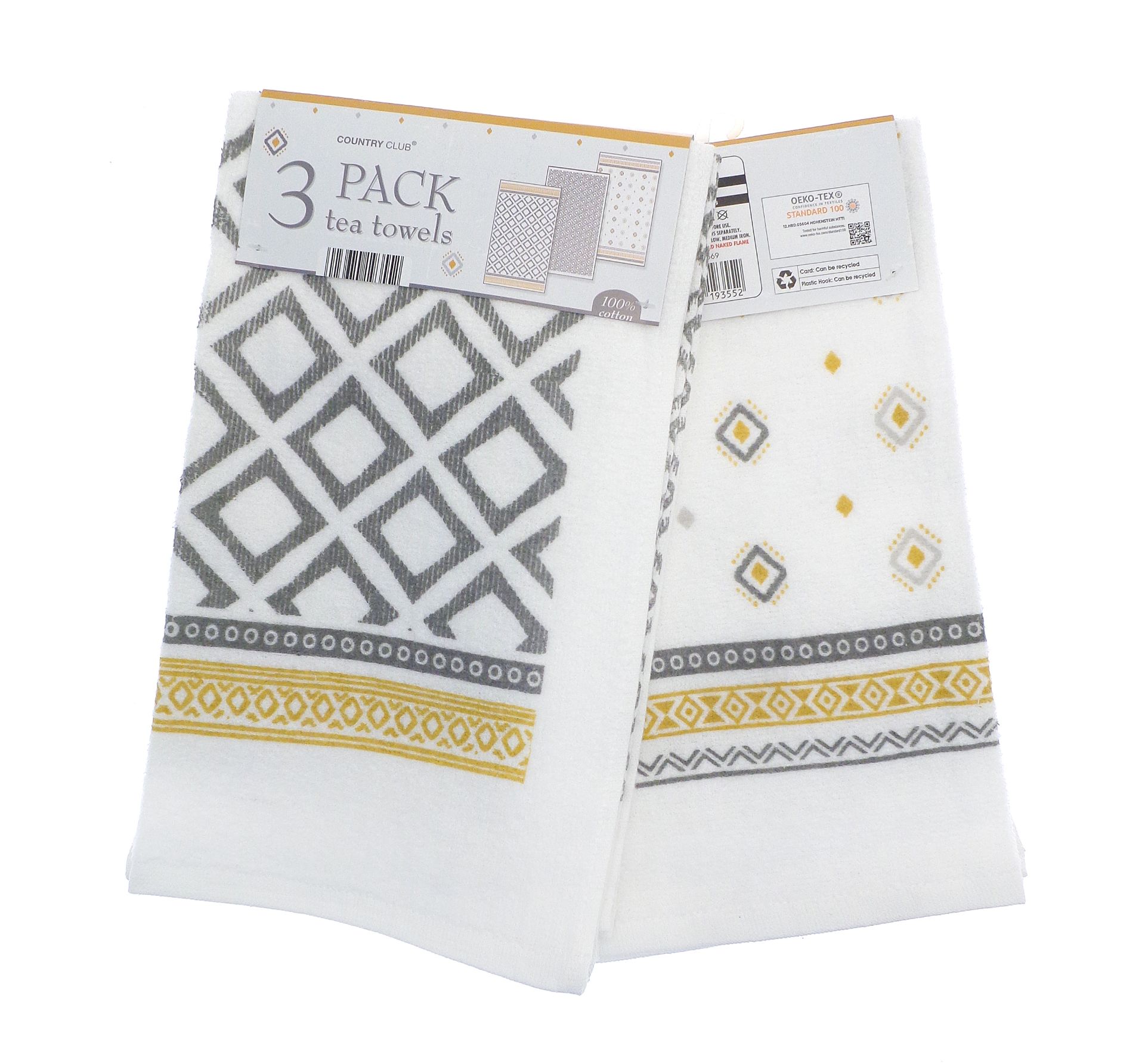 New Patterned Three Pack Tea Towels