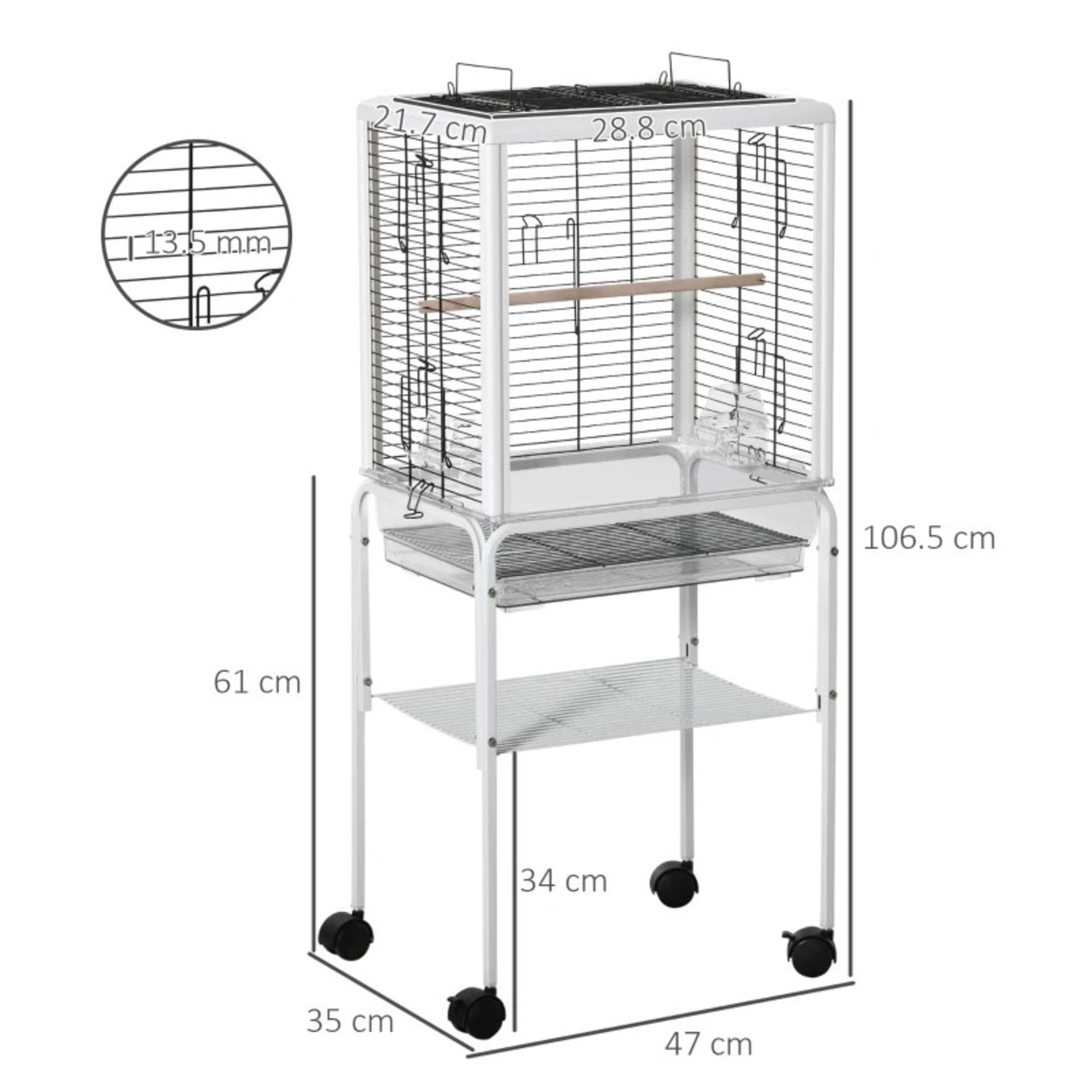 RRP £87.99 - Large Metal Bird Cage Open Top Aviary for Finch Canaries, Budgies with Handle, - Image 5 of 6