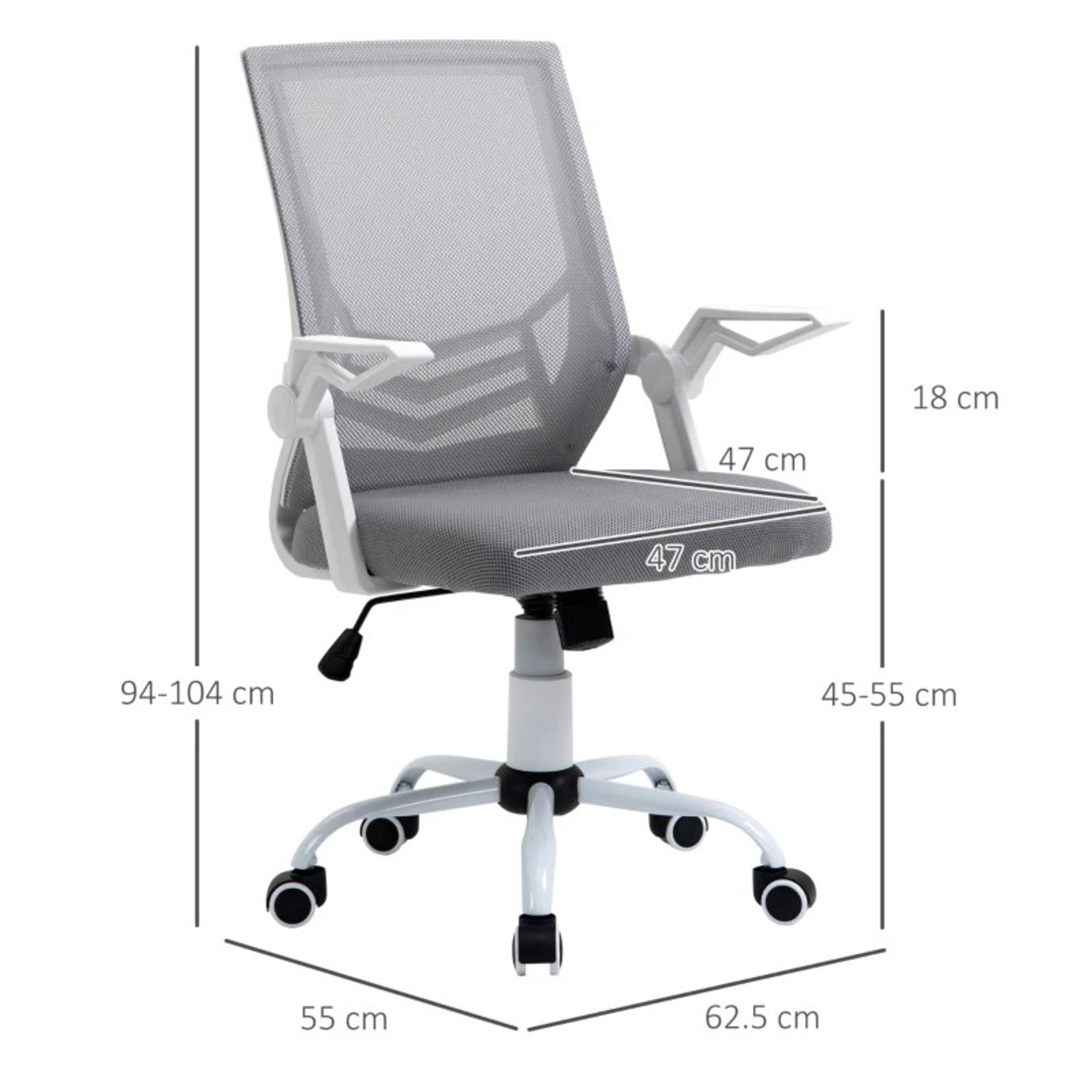 RRP £109.99 - Vinsetto Mesh Home Office Chair Swivel Task Computer Desk Chair w/ Lumbar Support, - Image 2 of 3