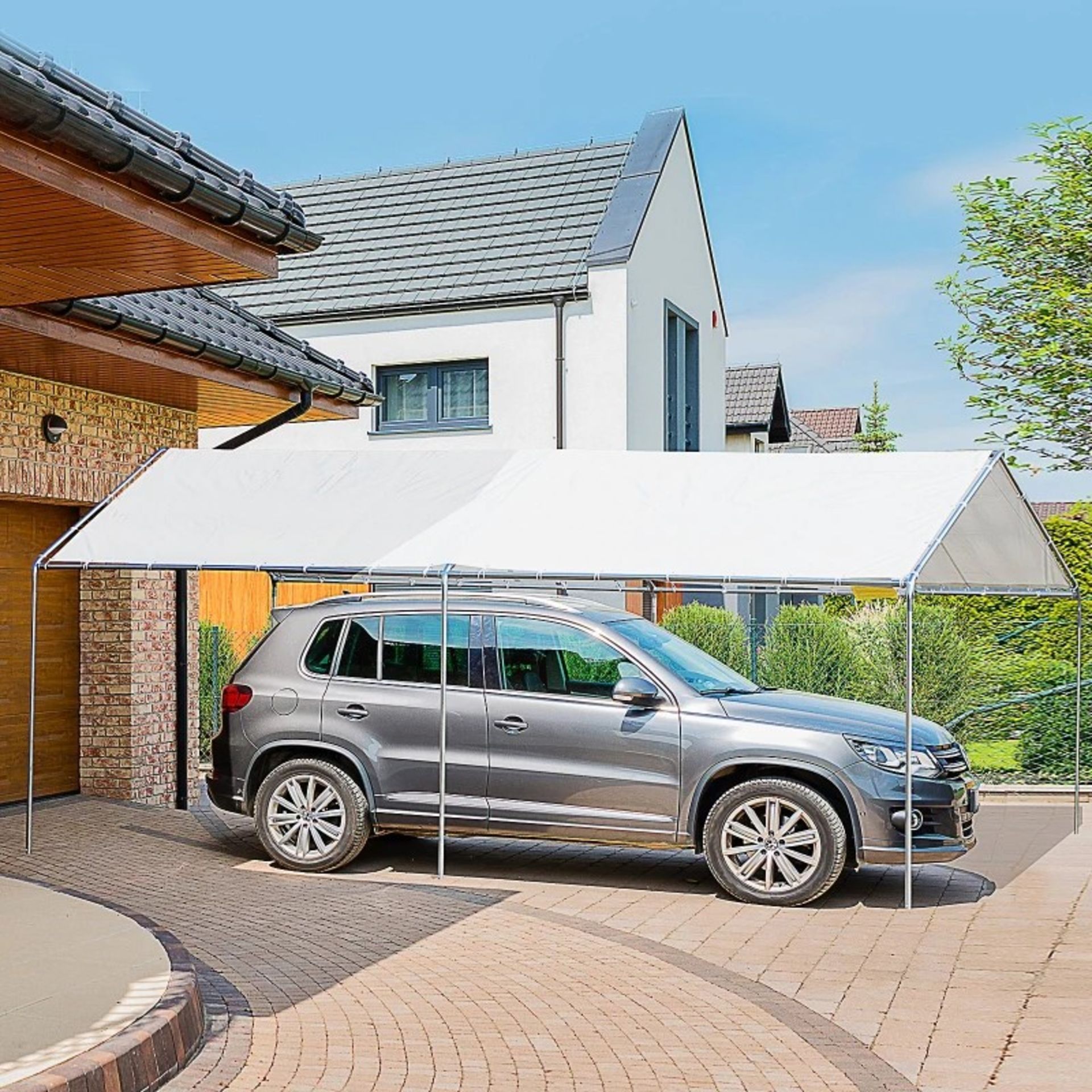 RRP £192.99 - 3 x 6m Heavy Duty Carport Garage Car Shelter Galvanized Steel Outdoor Open Canopy