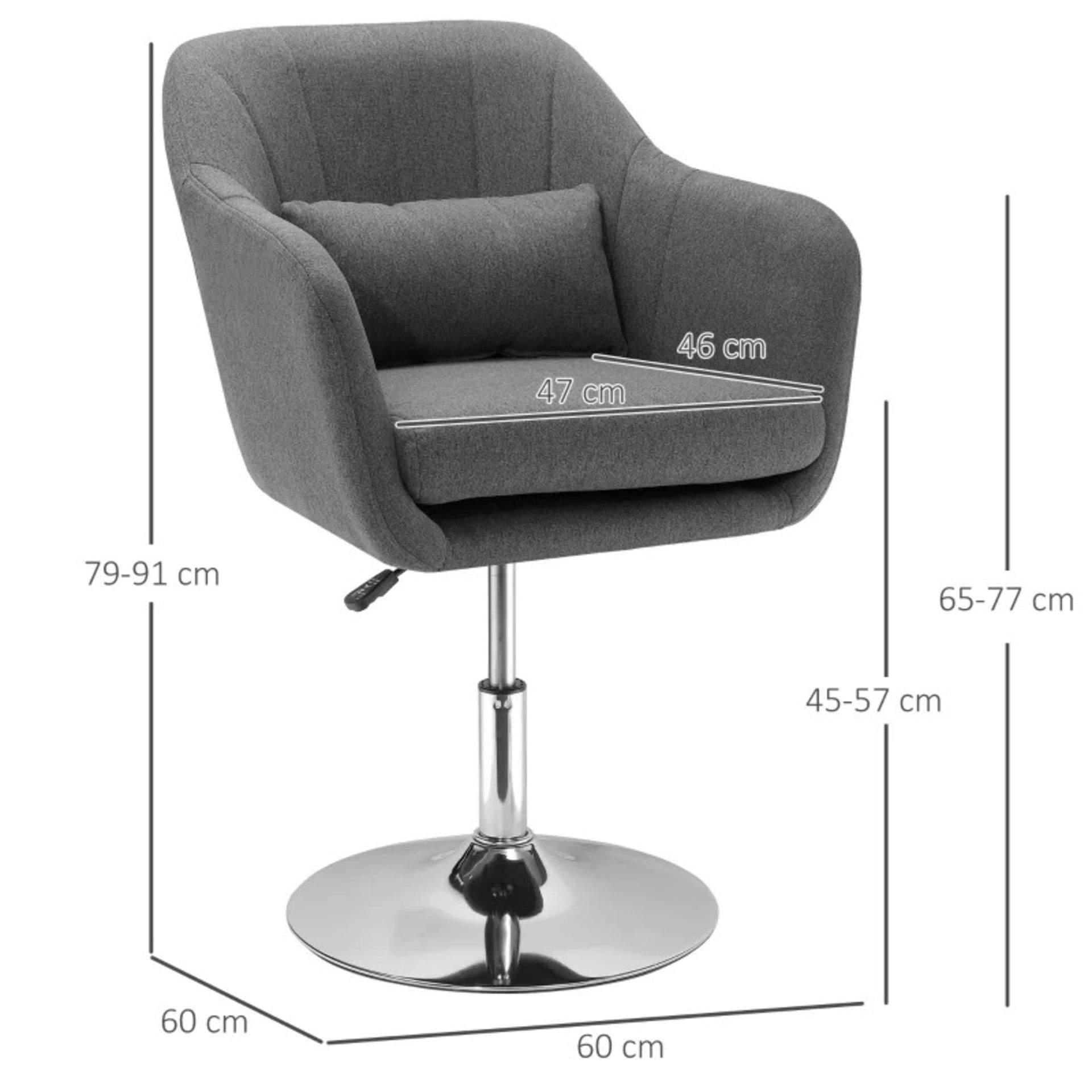 RRP £126.99 - Swivel Base Accent Chair, with Pillow - Grey - Image 2 of 3