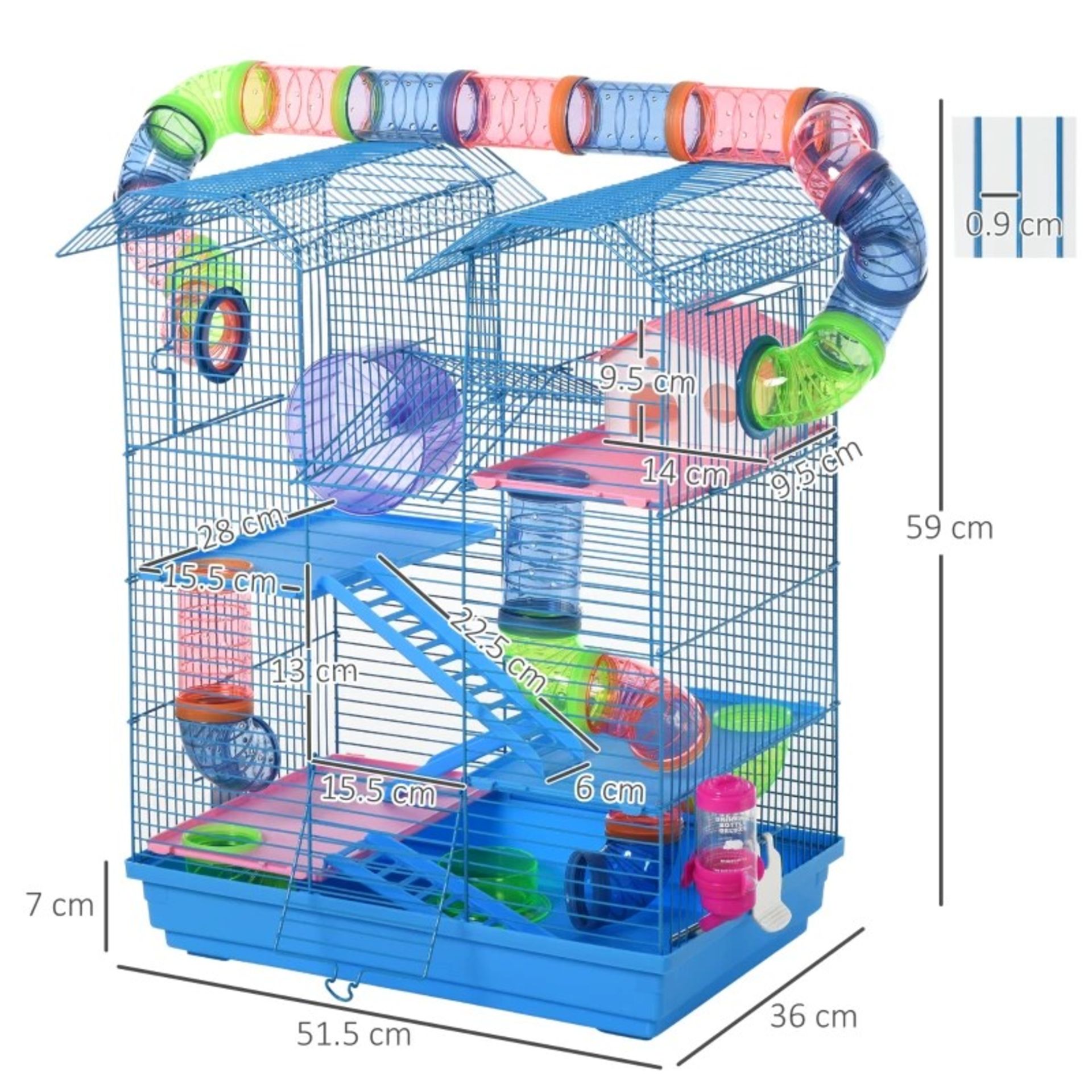 RRP £67.99 - Hamster Metal 5-Tier Cage w/ Tunnels Blue - Image 3 of 4