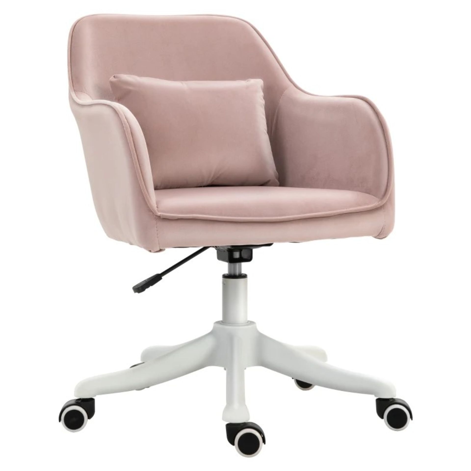 RRP £119.99 - Vinsetto Velvet-Feel Tub Office Chair w/ Massage Pillow Wheels Adjustable Height - Image 2 of 5