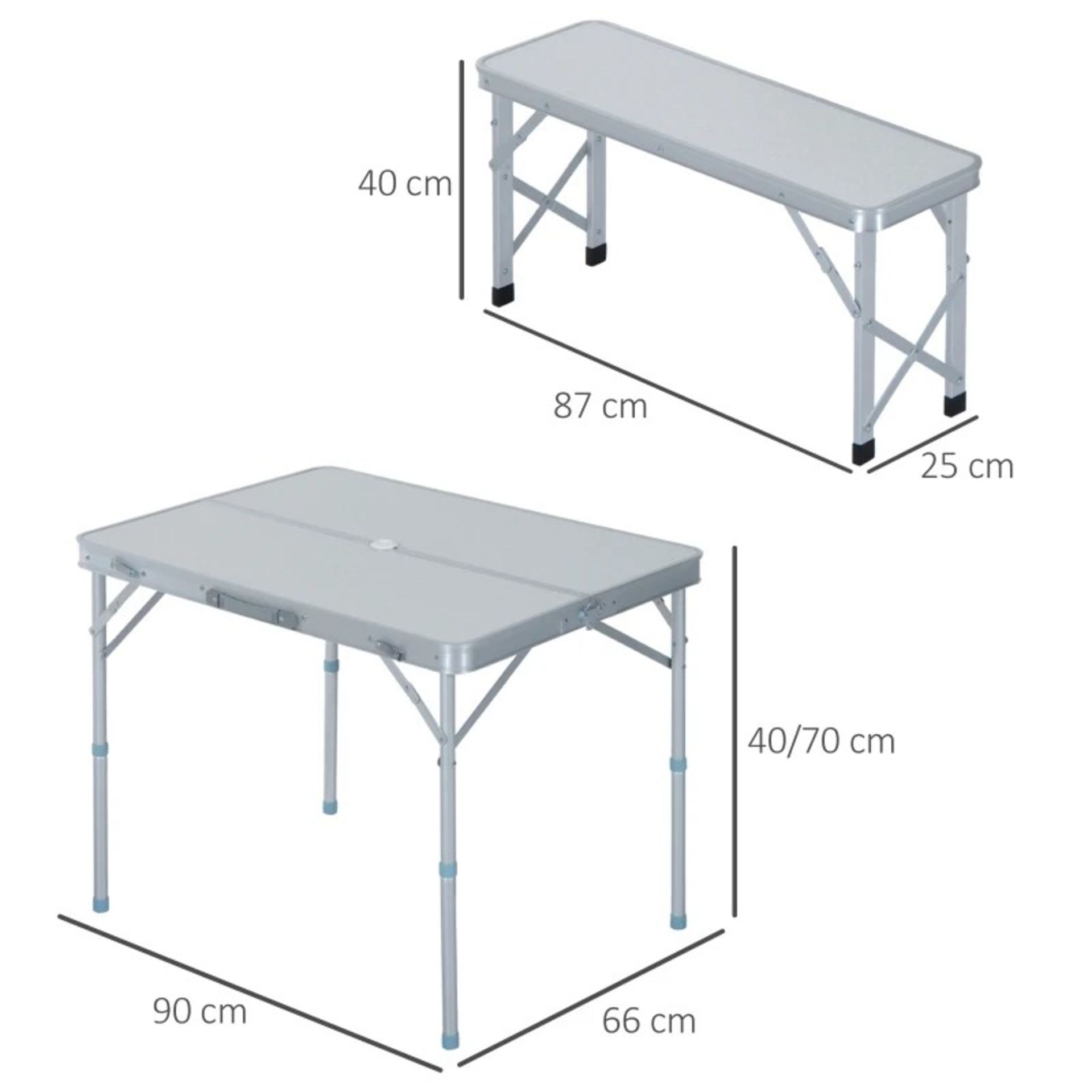RRP £75.99 - 3 pcs Picnic Table Bench Set, Foldable, Aluminum Alloy - Image 2 of 4