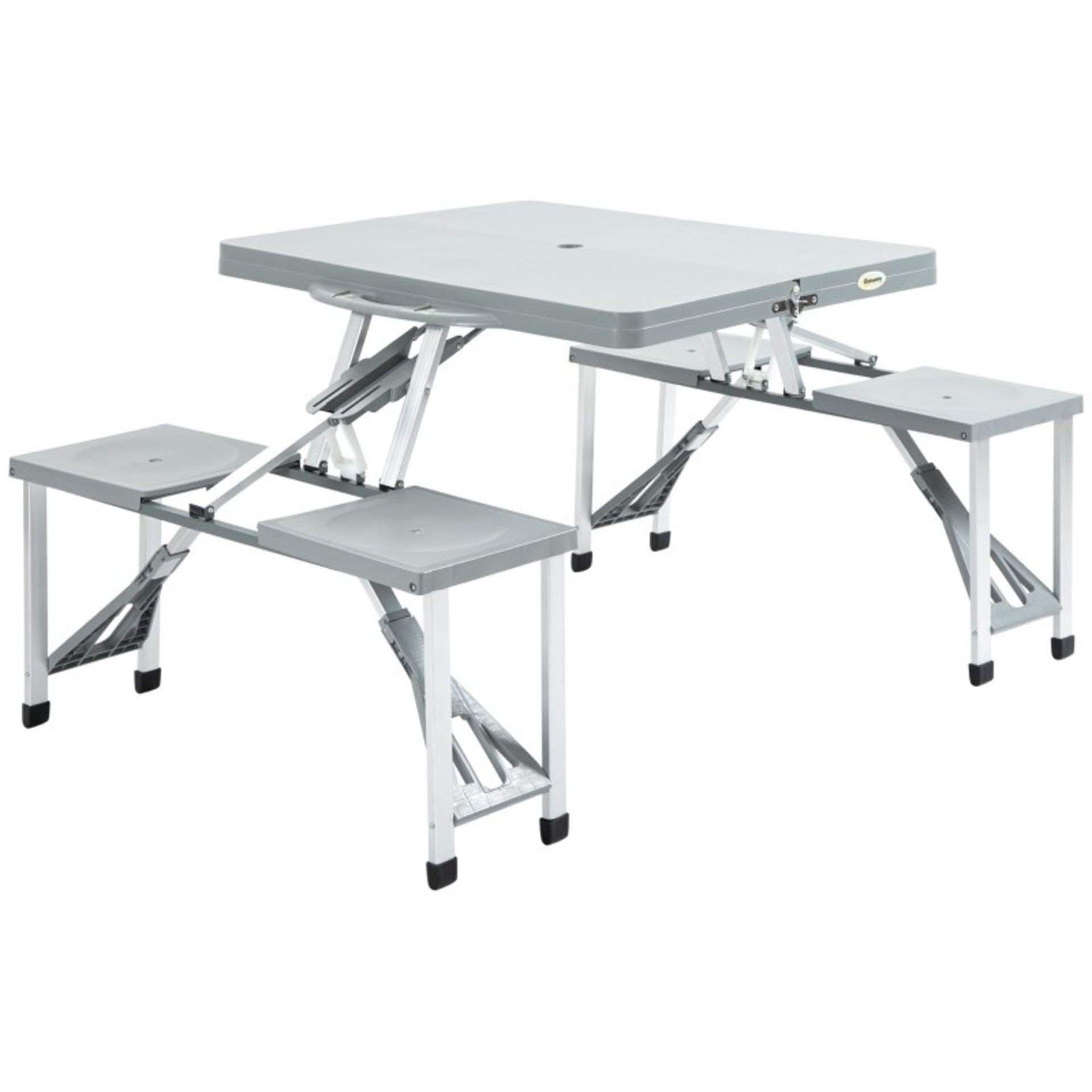 RRP £69.99 - Aluminium PP 4-Seater Portable Picnic Table and Bench Set Silver