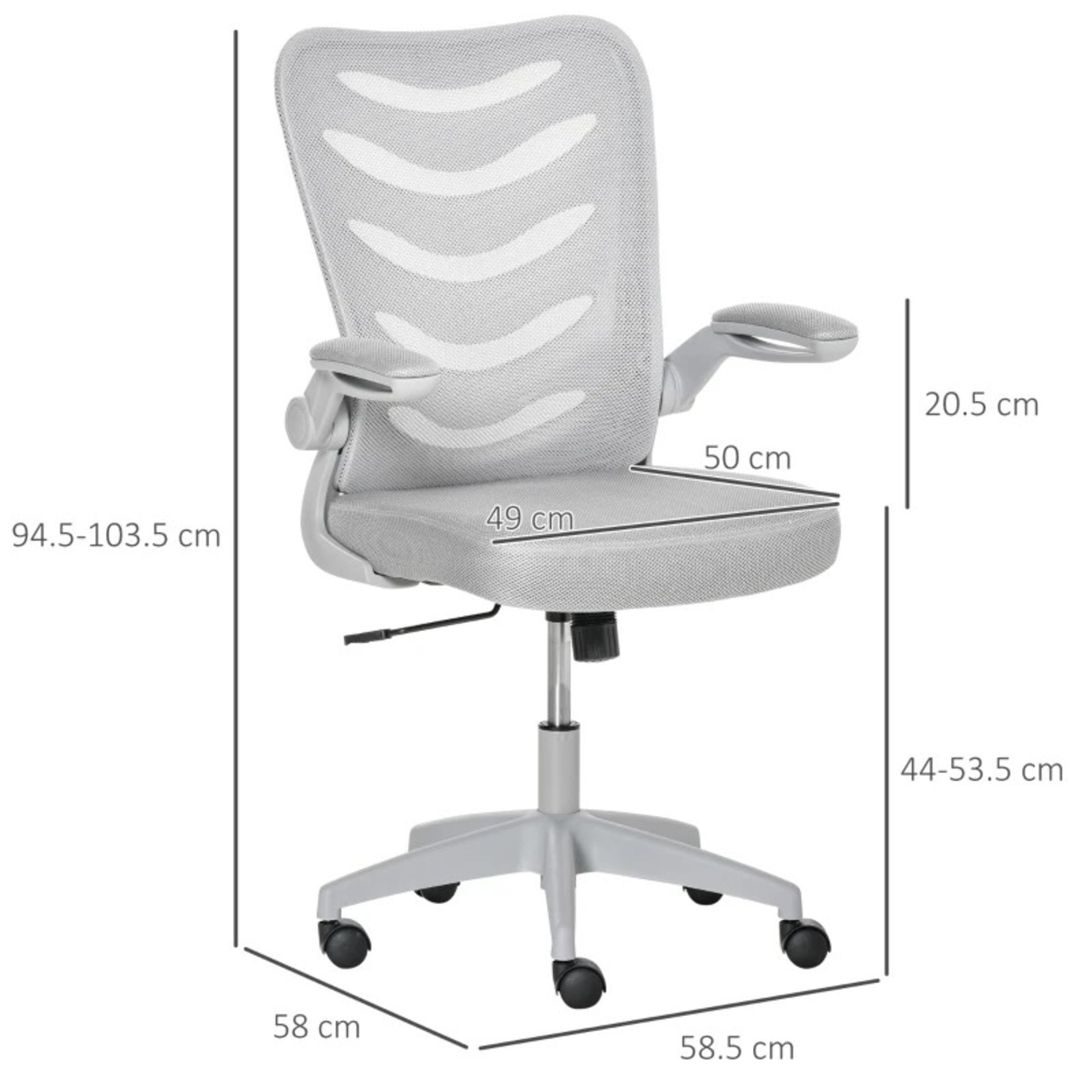 RRP £105.99 - Vinsetto Mesh Office Chair Swivel Task Computer Chair for Home w/ Lumbar Support, - Image 2 of 4