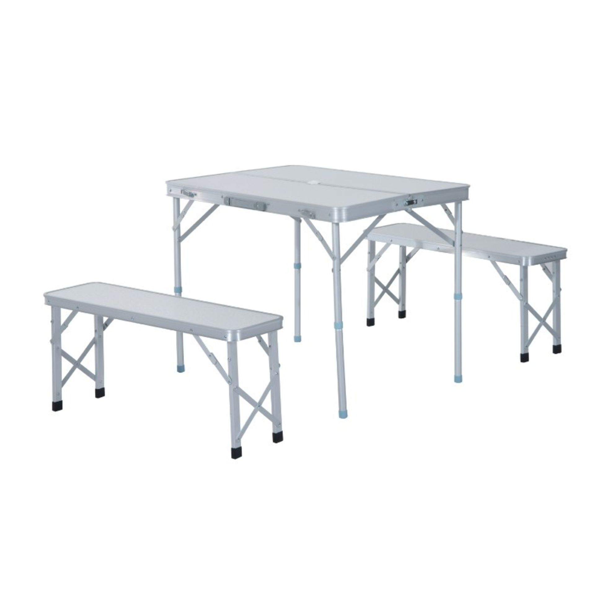 RRP £75.99 - 3 pcs Picnic Table Bench Set, Foldable, Aluminum Alloy