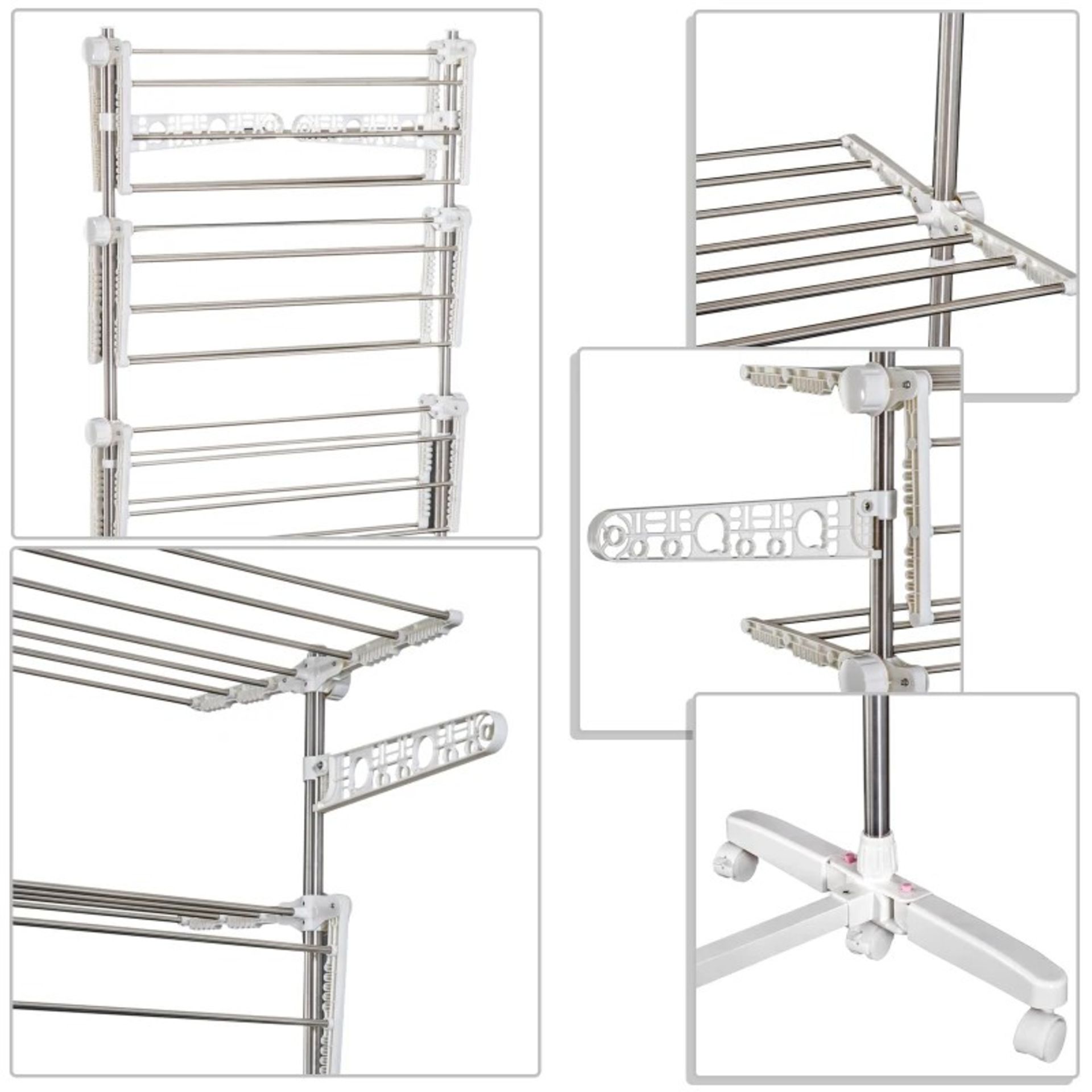RRP £58.99 - 4 Layers Folding Cloth Hanger Stand-White/Silver - - Image 2 of 3