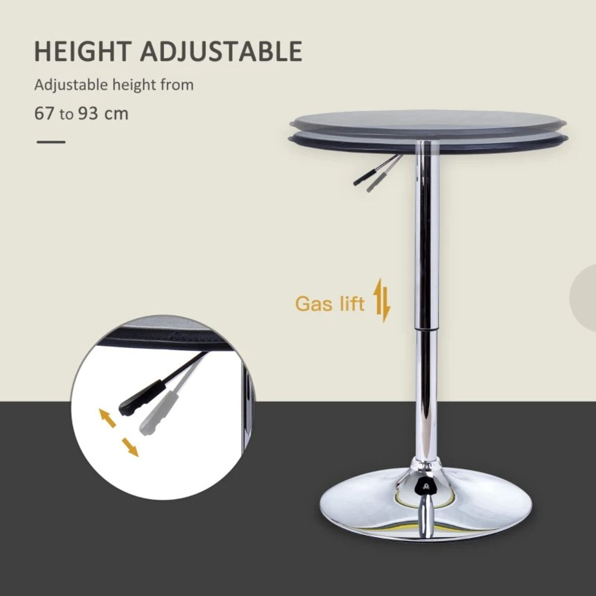 RRP £65.99 - 67-93cm Adjustable Steel Frame Bar Table - Black