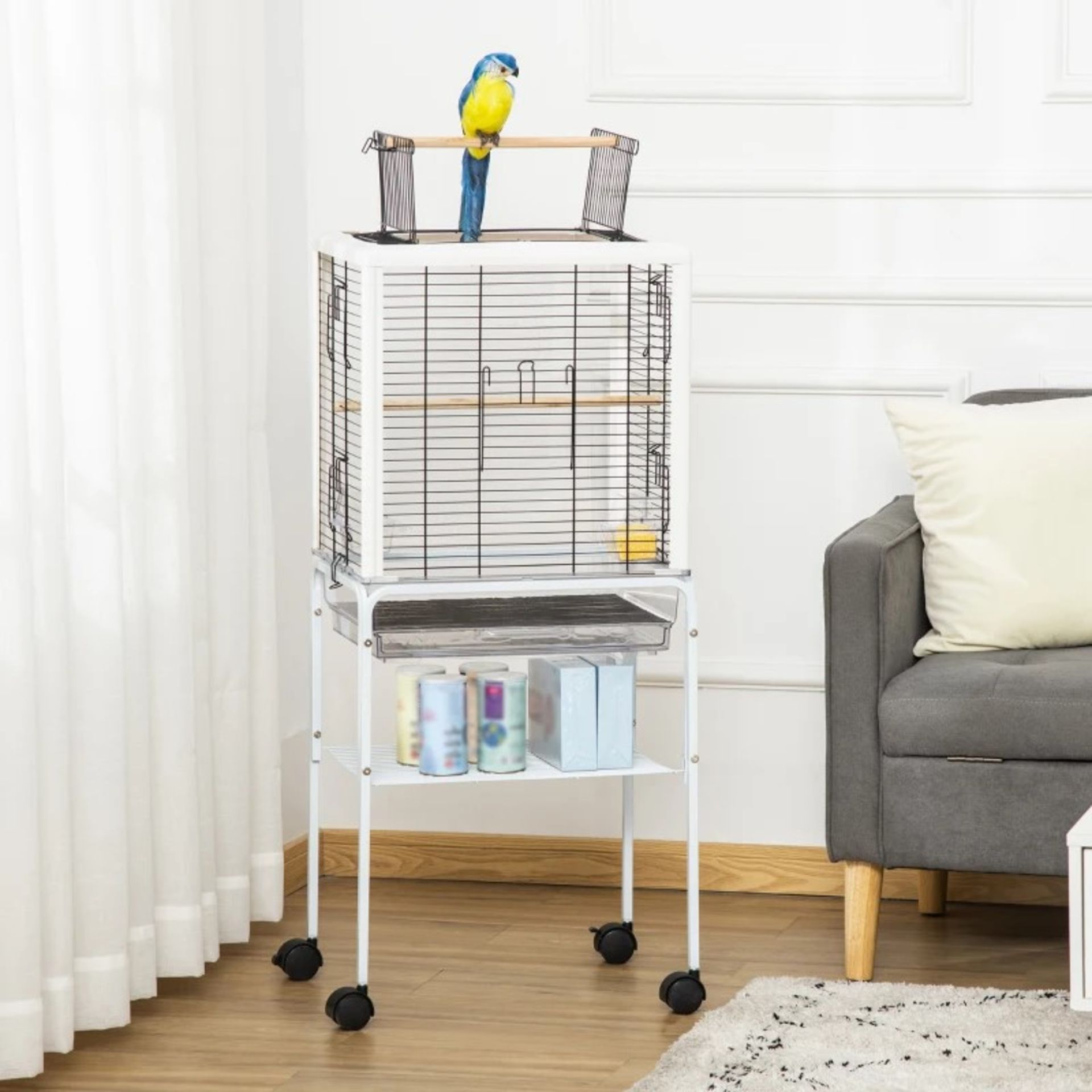 RRP £87.99 - Large Metal Bird Cage Open Top Aviary for Finch Canaries, Budgies with Handle,