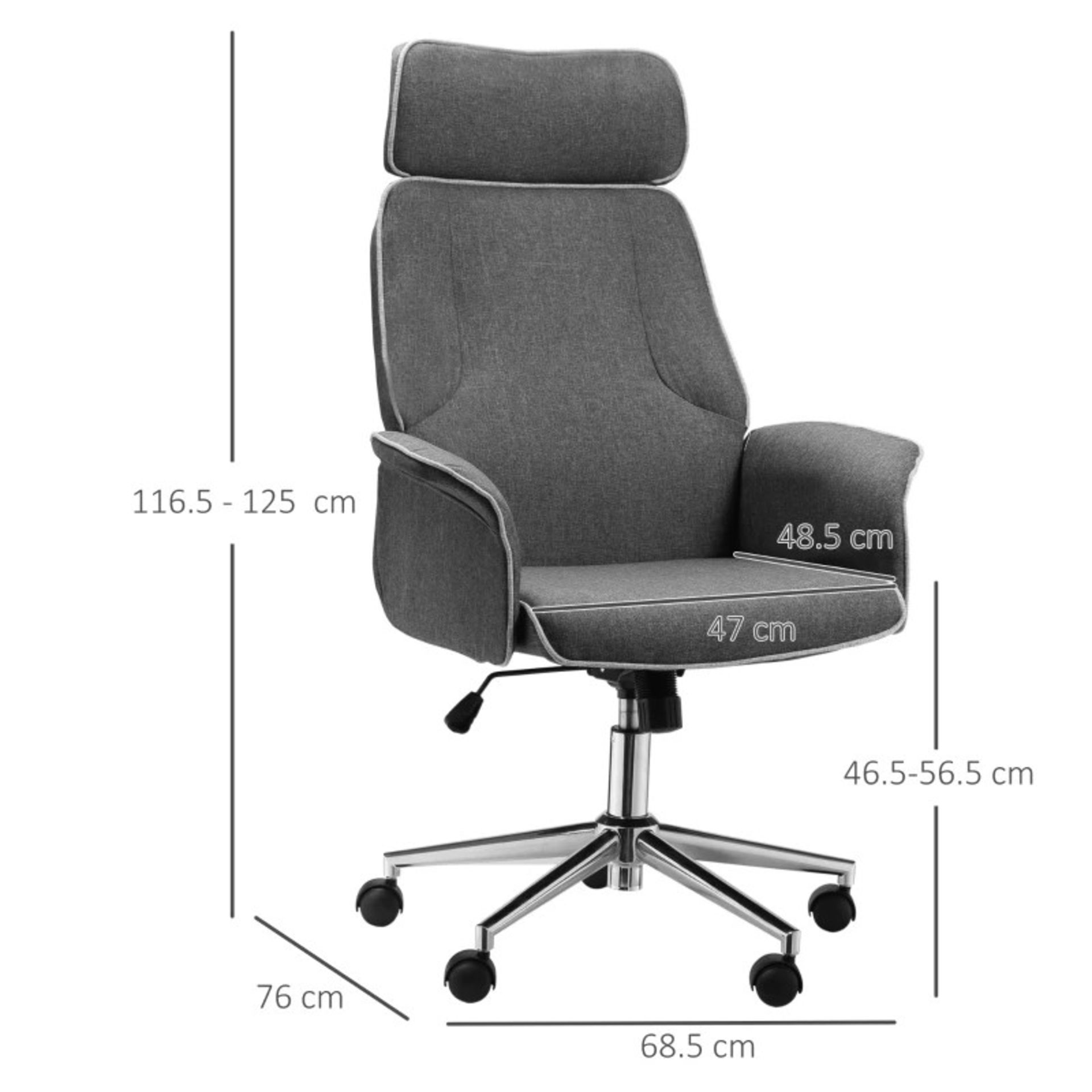 RRP £109.99 - Vinsetto Desk Rocking Chair for Office Executive Adjustable High Back on Wheels Grey - Image 2 of 4