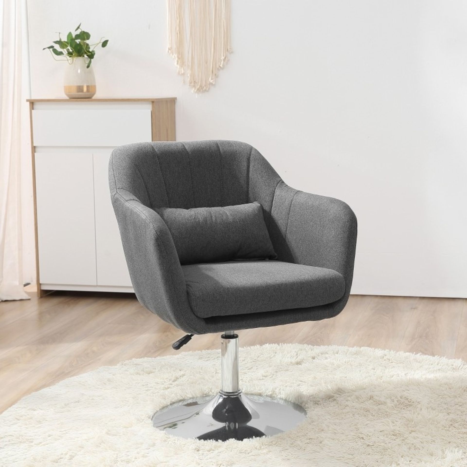 RRP £126.99 - Swivel Base Accent Chair, with Pillow - Grey