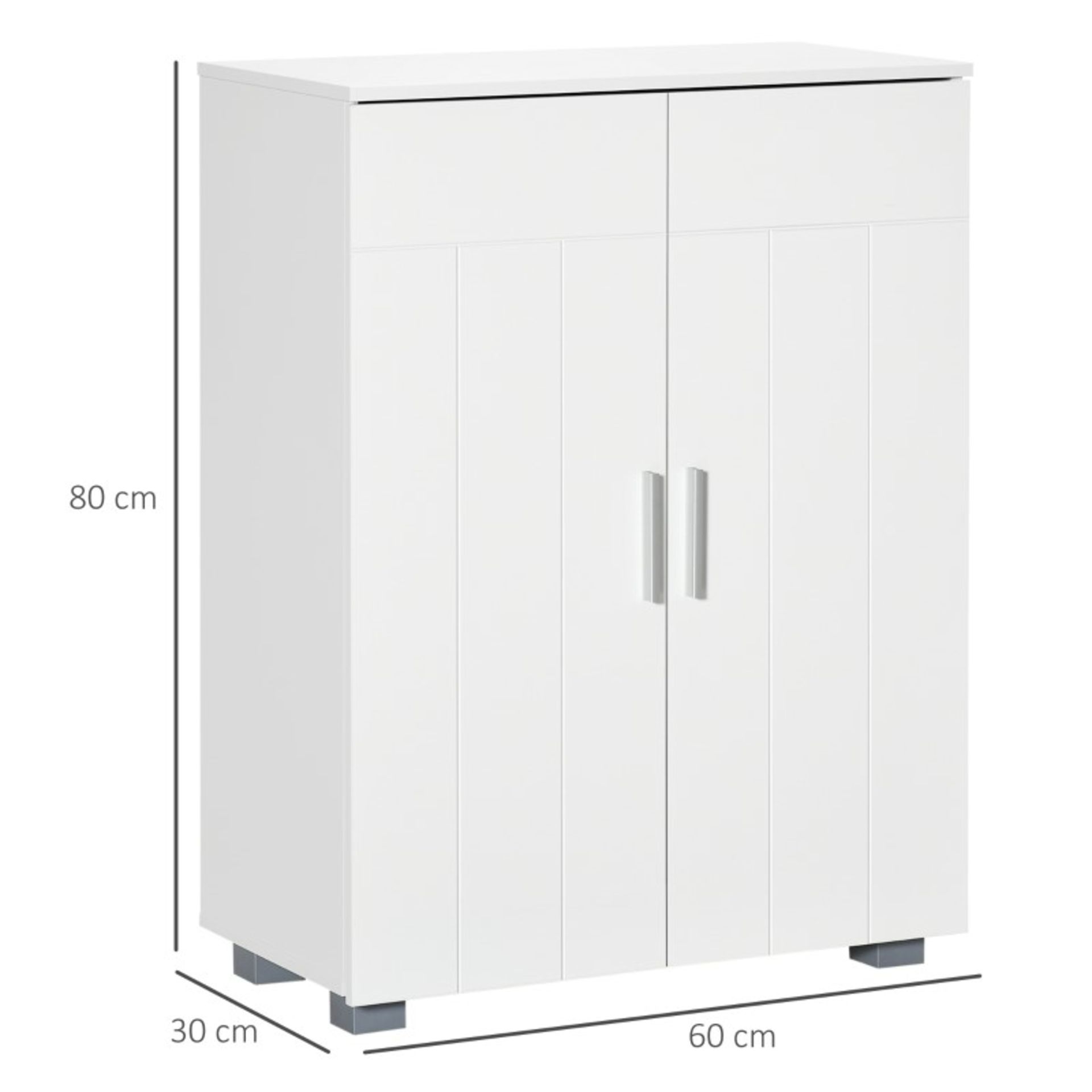 RRP £62.99 - Modern Bathroom Floor Cabinet, Free Standing Linen Cabinet, Storage Cupboard with 3 - Image 2 of 4
