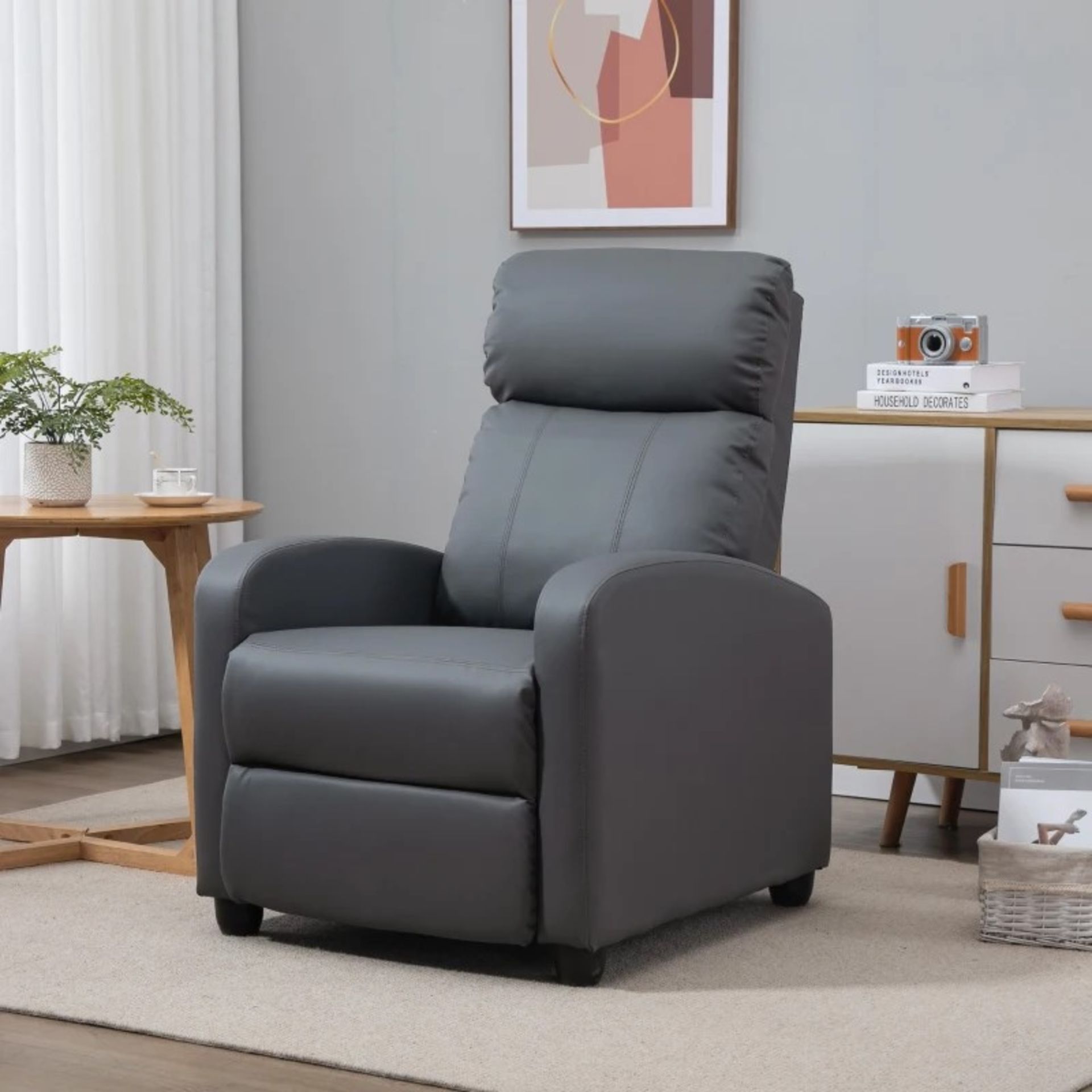 RRPP £254.99 - Recliner Sofa Chair PU Leather Massage Armcair w/ Remote Control, Grey - Image 2 of 6