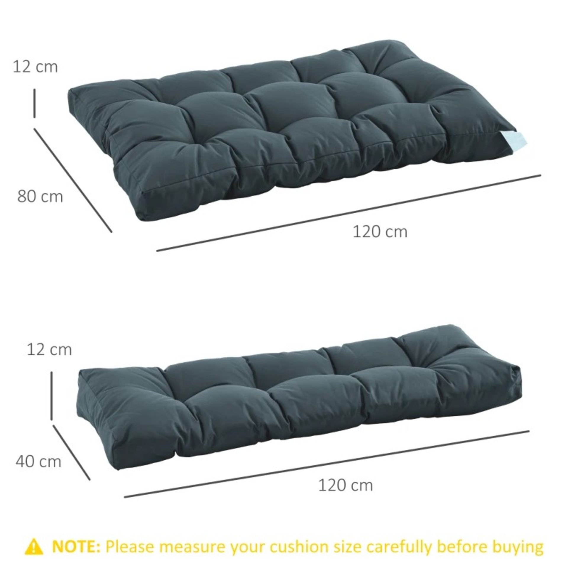 RRP £88.99 - 2Pcs Garden Tufted Pallet Cushion Seat Pad Back Cushion Patio for Indoor Outdoor Use, - Image 2 of 4