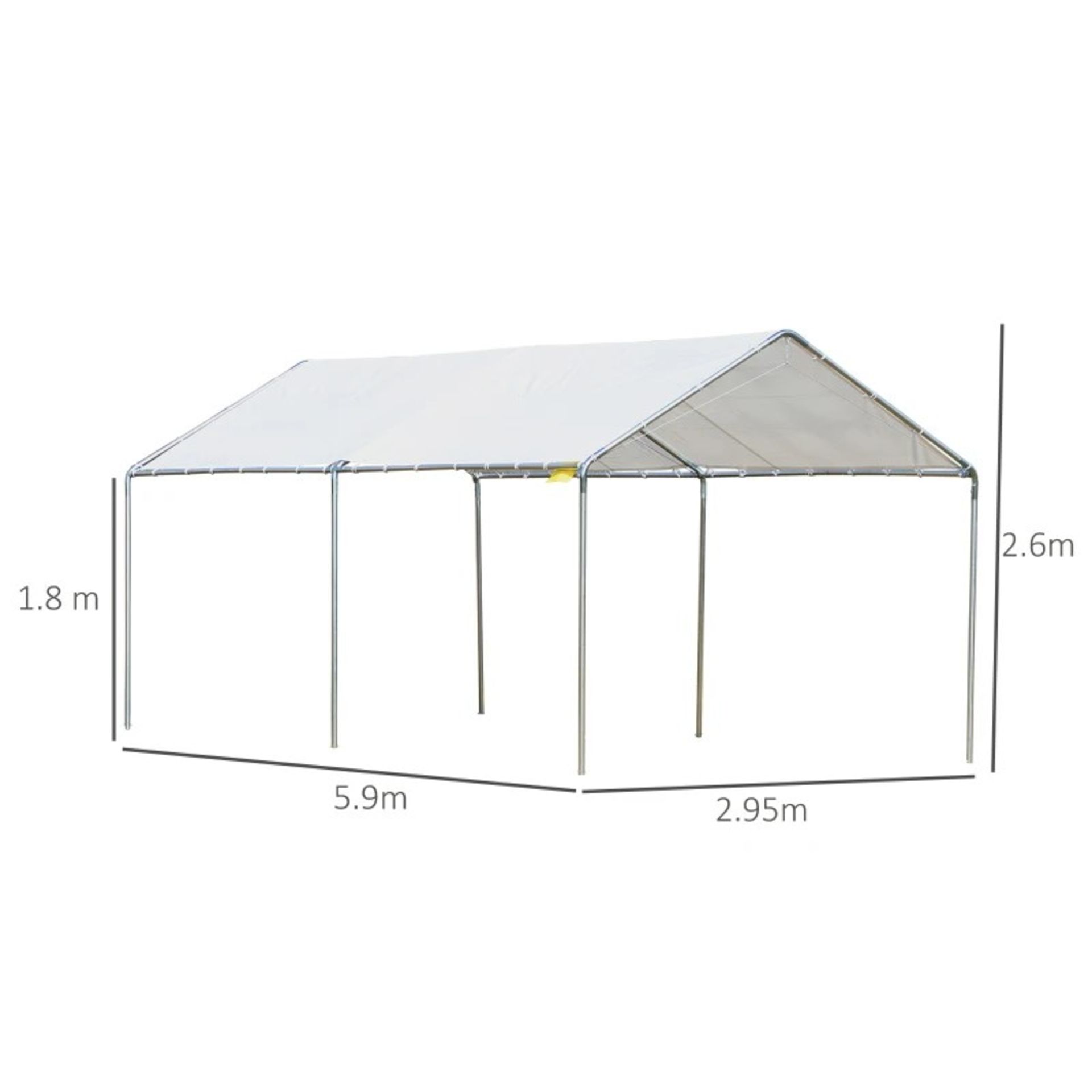 RRP £192.99 - 3 x 6m Heavy Duty Carport Garage Car Shelter Galvanized Steel Outdoor Open Canopy - Image 3 of 5