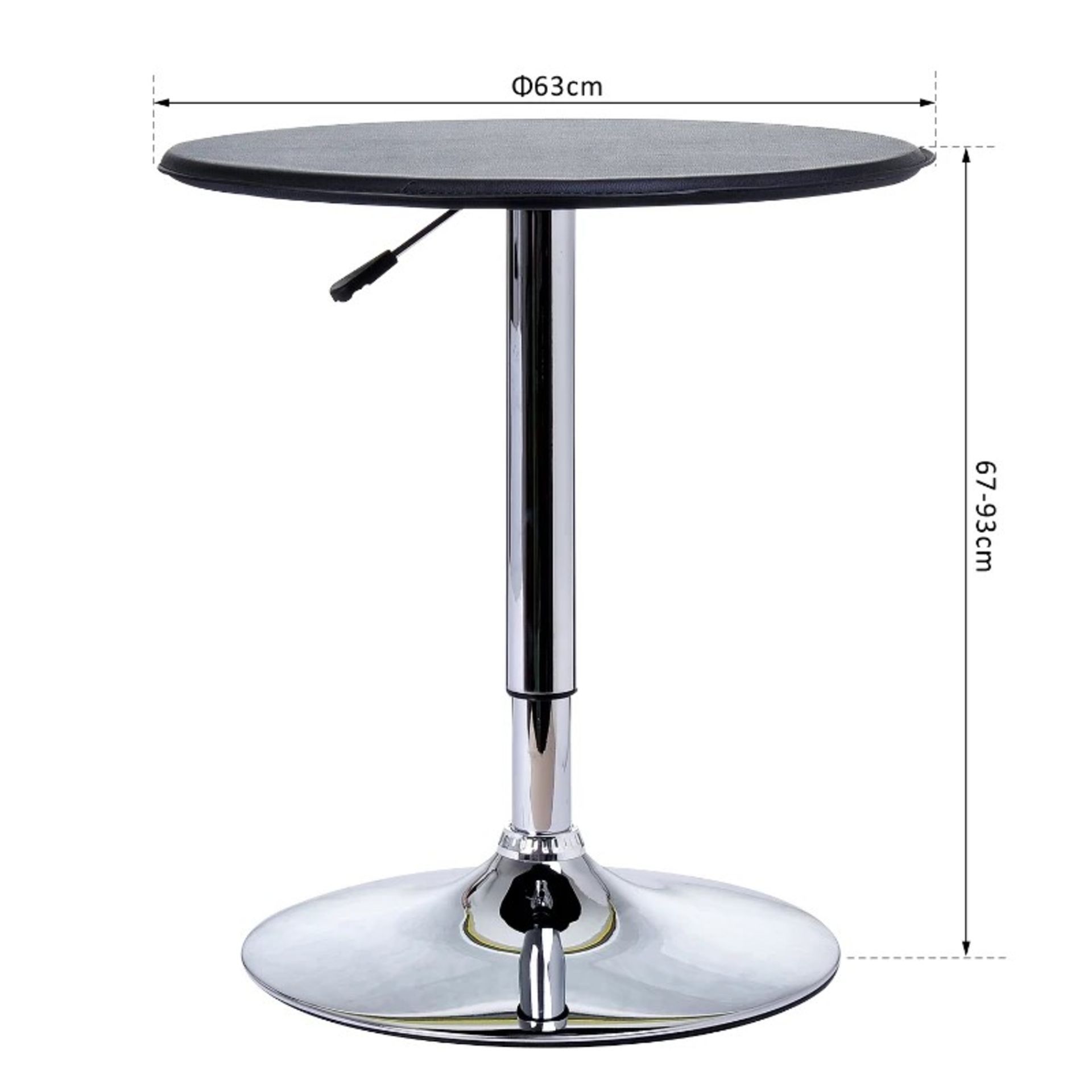 RRP £65.99 - 67-93cm Adjustable Steel Frame Bar Table - Black - Image 2 of 3