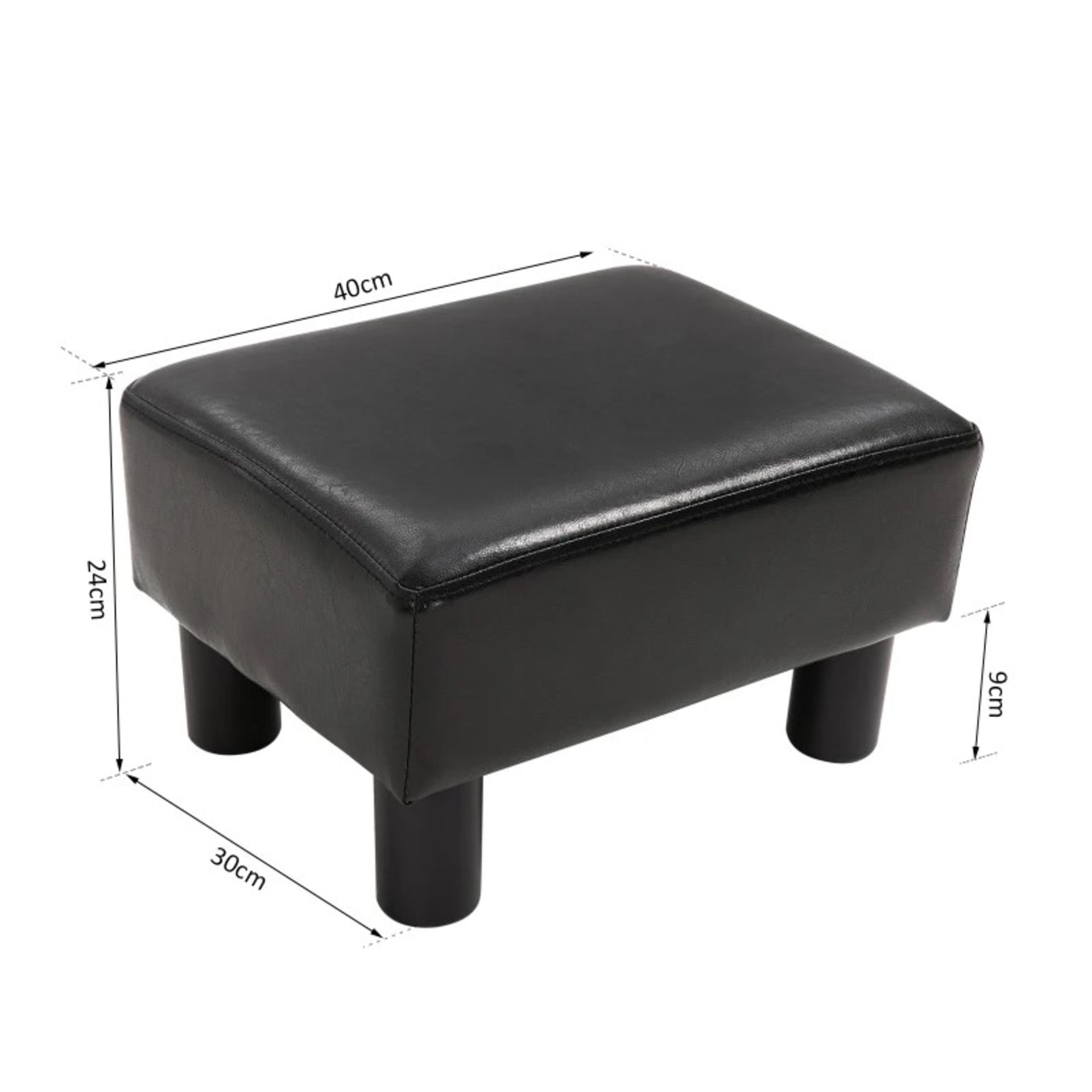 RRP £42.99 - Faux Leather Boxy Footstool - Brown - Image 2 of 4