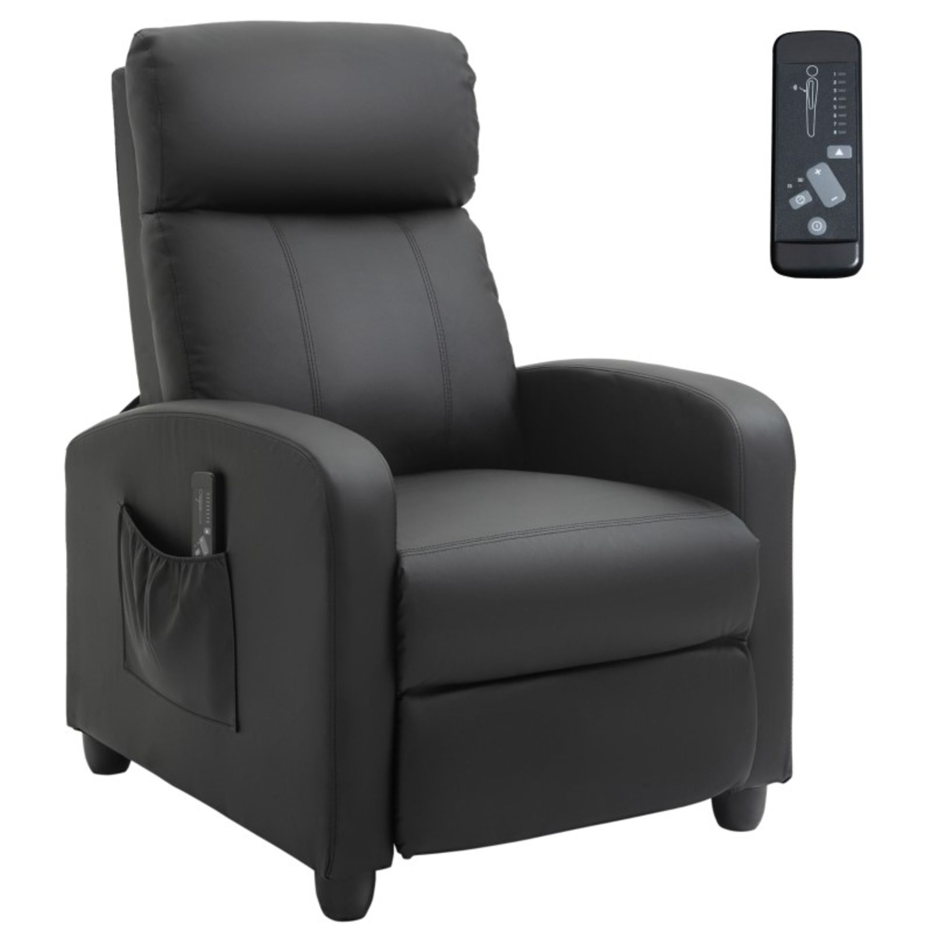 RRP £229.99 - Recliner Sofa Chair PU Leather Massage Armcair w/ Remote Control, Black