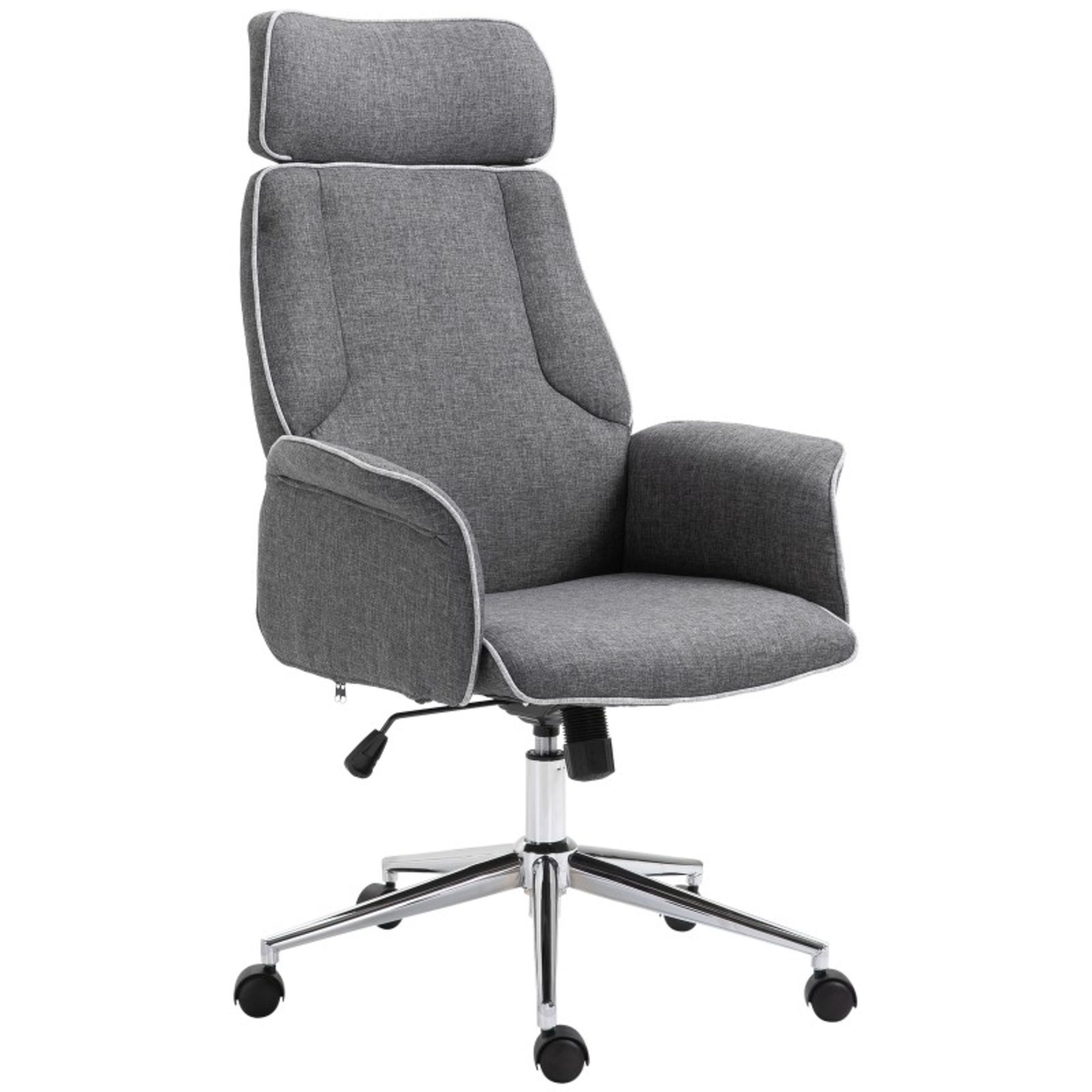 RRP £109.99 - Vinsetto Desk Rocking Chair for Office Executive Adjustable High Back on Wheels Grey