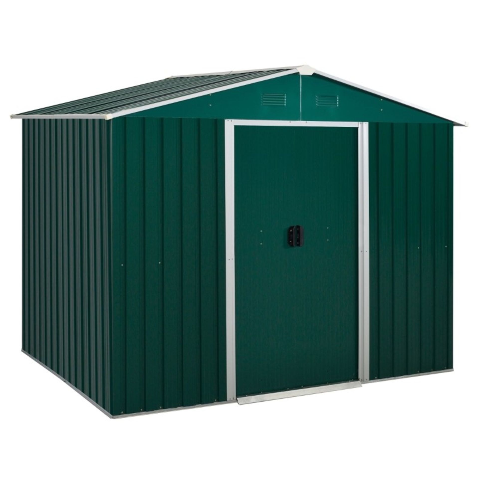 RRP £349.99 - 5.7 x 7.7ft Corrugated Steel Sliding Door Garden Shed - Green