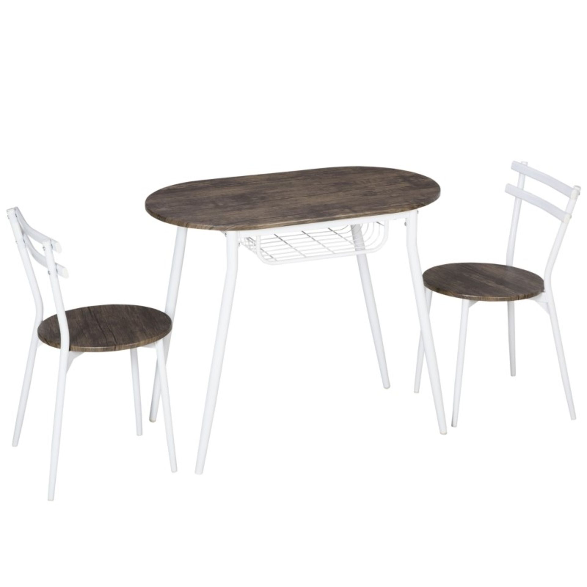 RRP £105.00 - 3-Piece Dining Table and Chairs Set, Oval Kitchen Table with 2 Chairs, with Wire