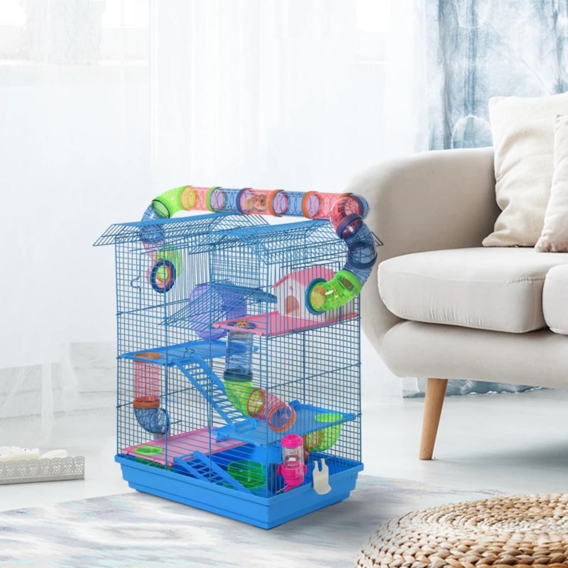 RRP £67.99 - Hamster Metal 5-Tier Cage w/ Tunnels Blue