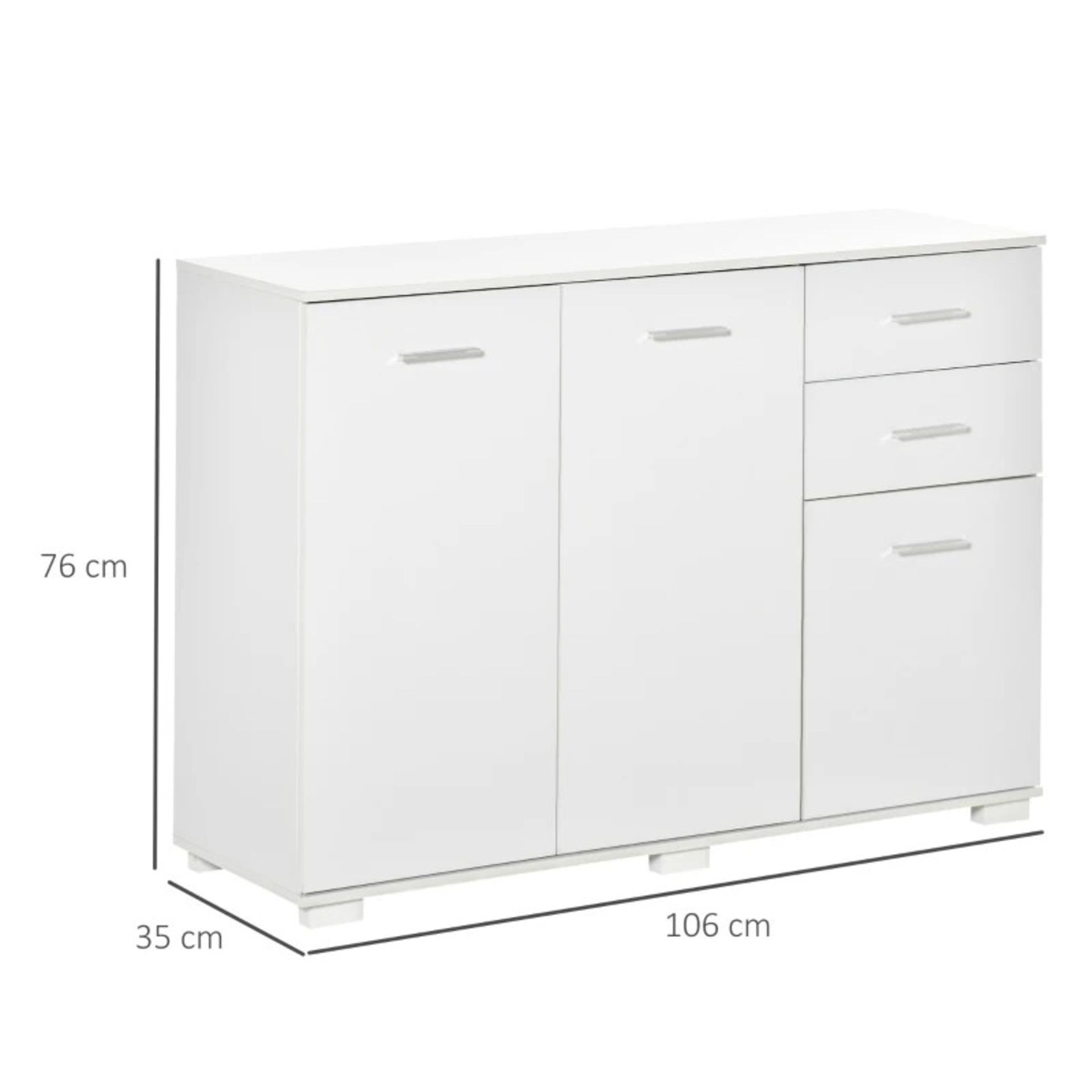 RRP £113.99 - Modern Storage Cabinet, with Aluminium Handles, Two Drawers, Two Cabinets & Six Feet - - Image 3 of 4