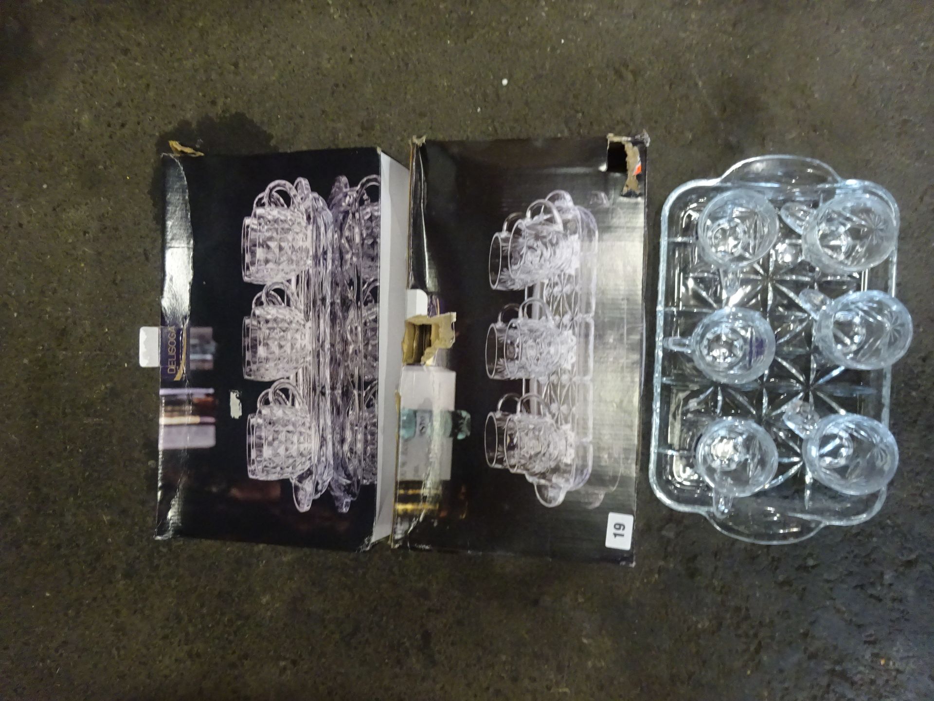 2 GLASS TRAY & CUP SETS