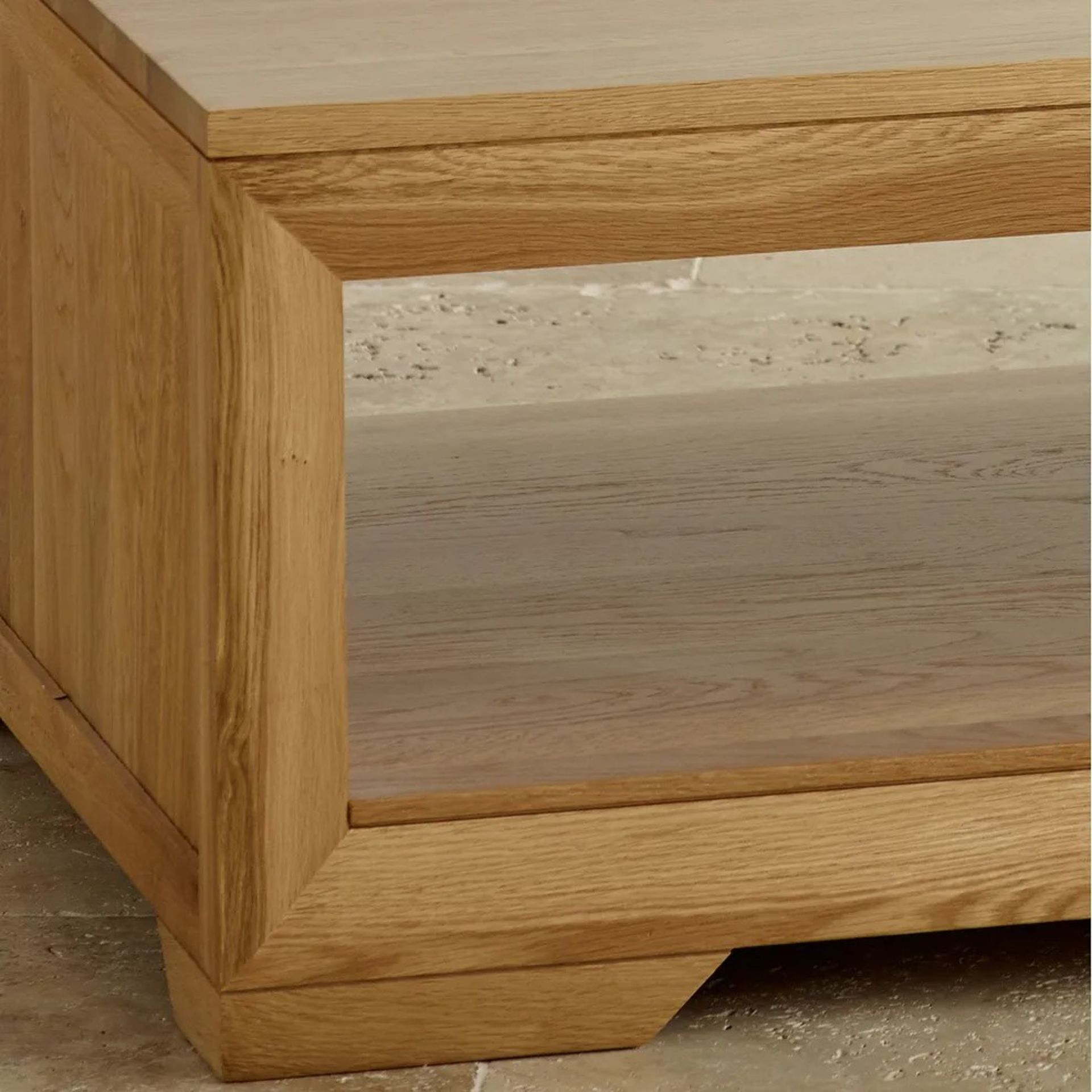 RRP £369.99 - Oak Furnitureland BEVEL Natural Solid Oak Coffee Table 130 X 41 X 70CM - MAY HAVE A - Image 2 of 6