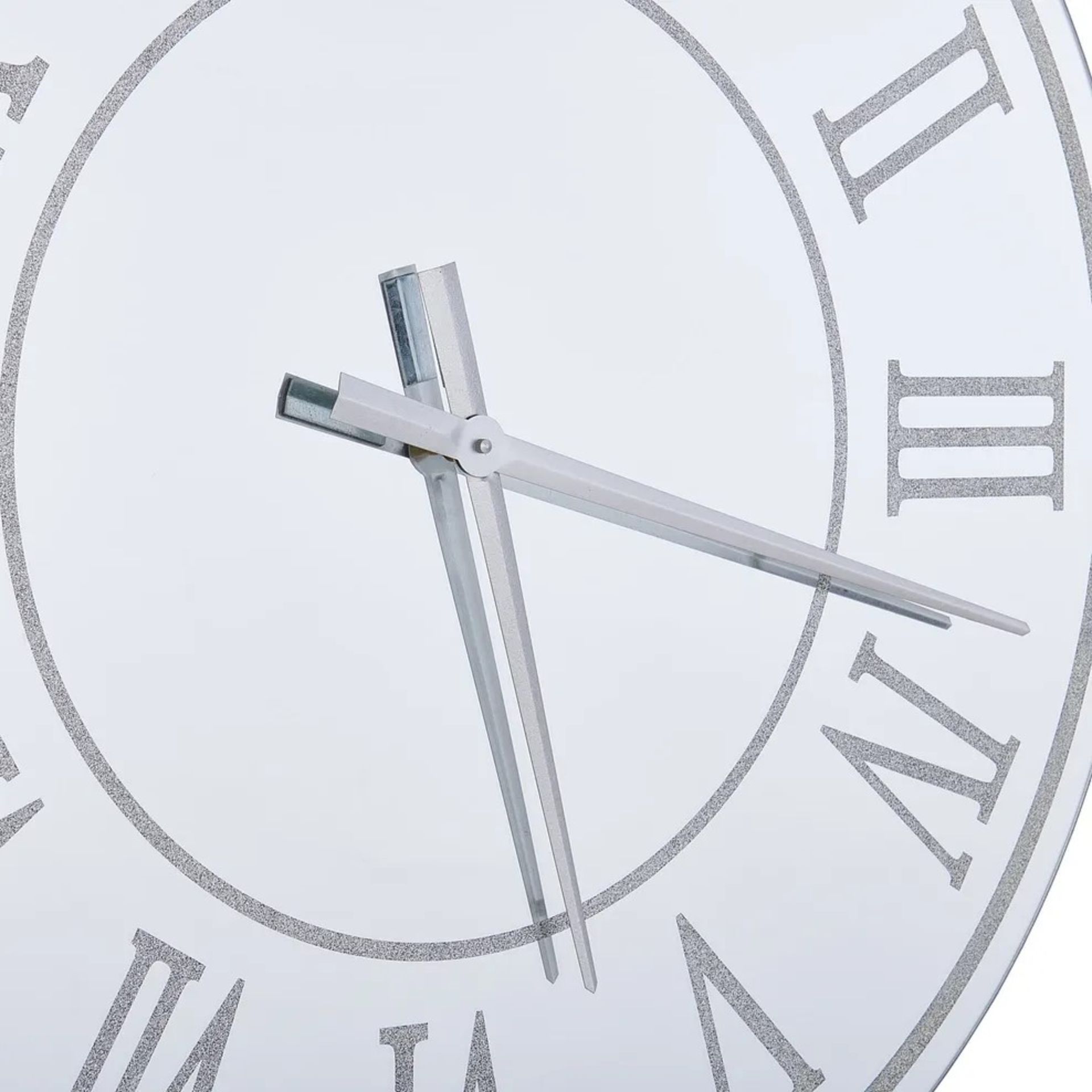 RRP £149.99 - Oak Furnitureland LARGE AVERY WALL CLOCK Silver Mirror 80CM- MAY HAVE A FEW - Image 2 of 3