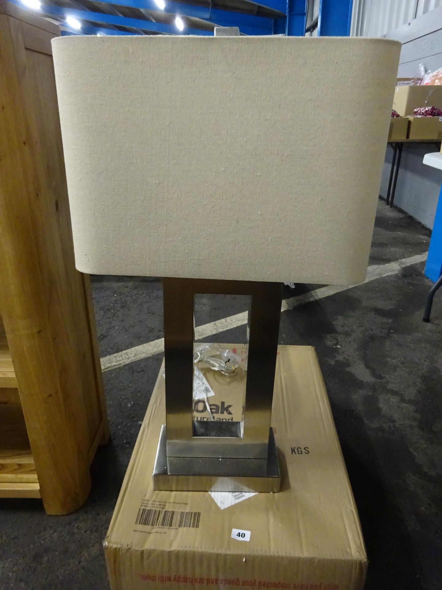 RRP £139.99 - OAK FURNITURELAND BERKELEY TABLE LAMP Brushed Nickel - BOX DOES SAY FAULTY ON IT, - Image 2 of 2